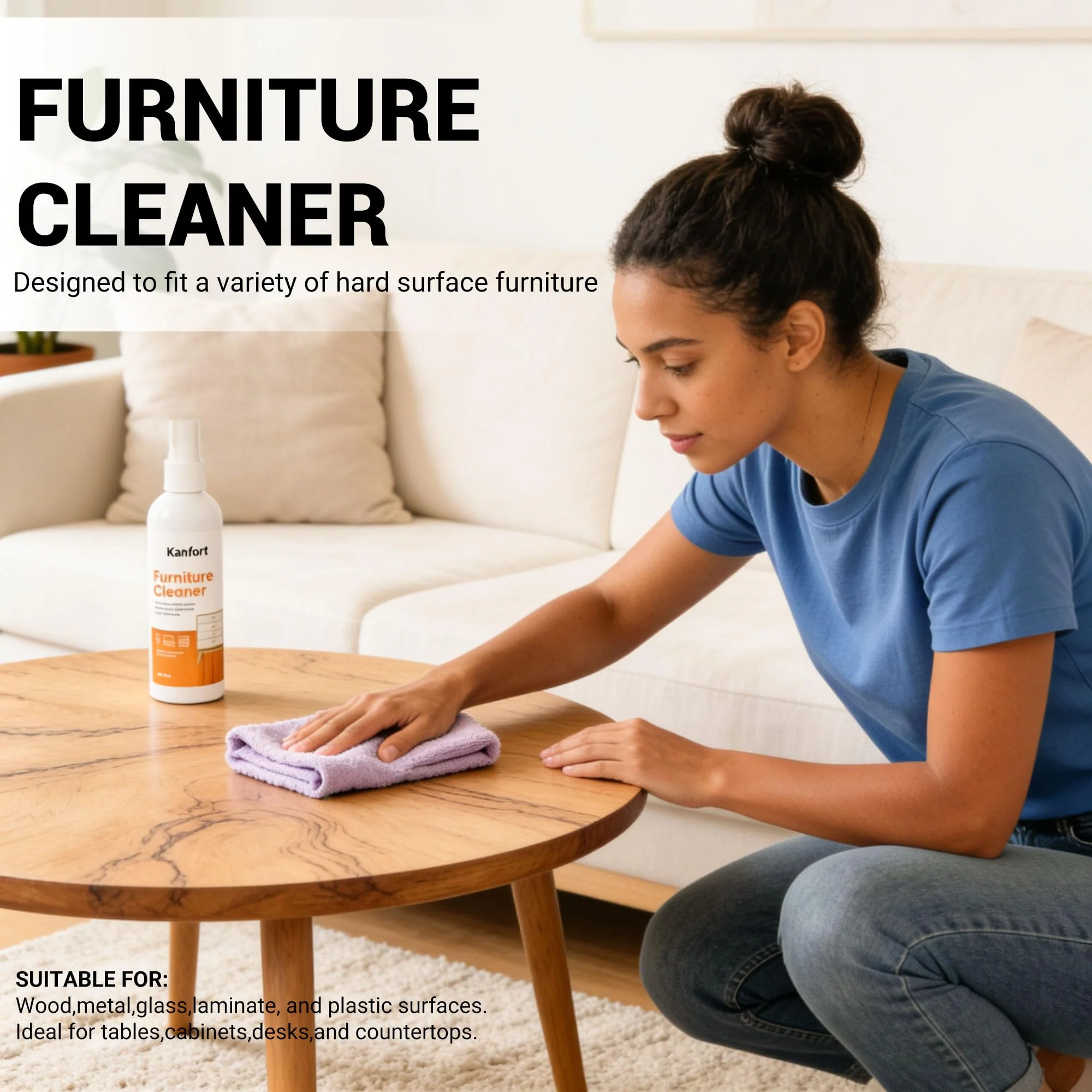 kanfort Carpet & Upholstery Cleaner 5-Piece Set, Fast Action Stain Remover for Furniture, Fabric, Sofa, Car Seats & Clothes - Includes Brush and Towel - Safe for Kids and Pets, Includes Brush & Towel - Image 4