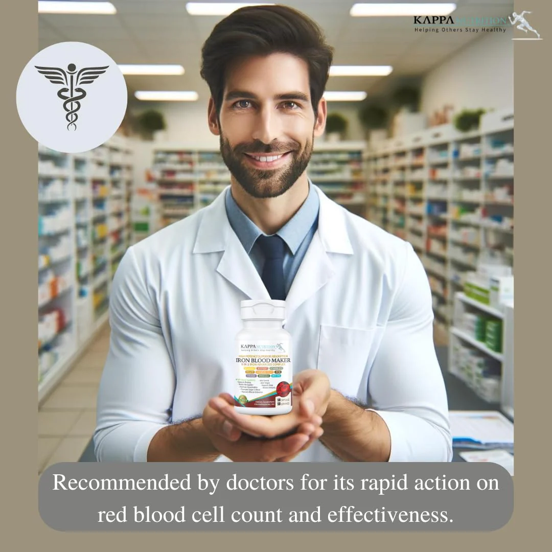 KAPPA NUTRITION Iron 26mg, Vitamin C & Orange 150mg, Folate 667mcg DFE, Vitamin B12, Beetroot, Brewers Yeast, Broccoli & MCT Oil 9 in 1 Advanced Complex (90 Capsules) - Image 7
