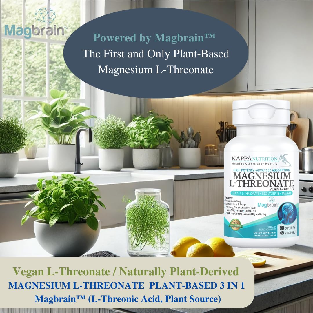 Kappa Nutrition Powered by Magbrain™ Magnesium L-Threonate Plant-Based, 90 Vegan Capsules, 420mg Elemental Magnesium (3 Capsules) from 2,253mg, Brain, Sleep & Muscle Support. - Image 8