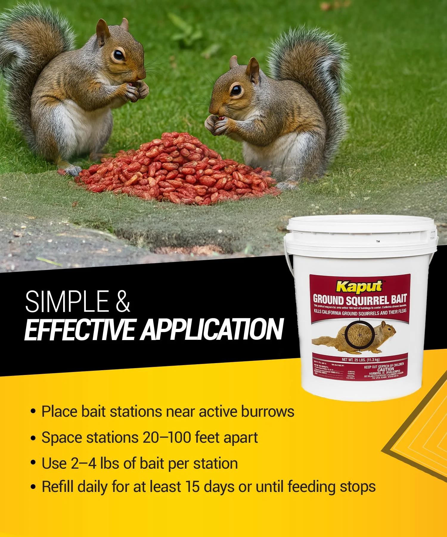 Kaput Ground Squirrel Bait - Effective Fleas & Squirrel Killer with Diphacinone & Imidacloprid - Targeted Pest Control for Outdoor Use, (25 lbs) - Image 2