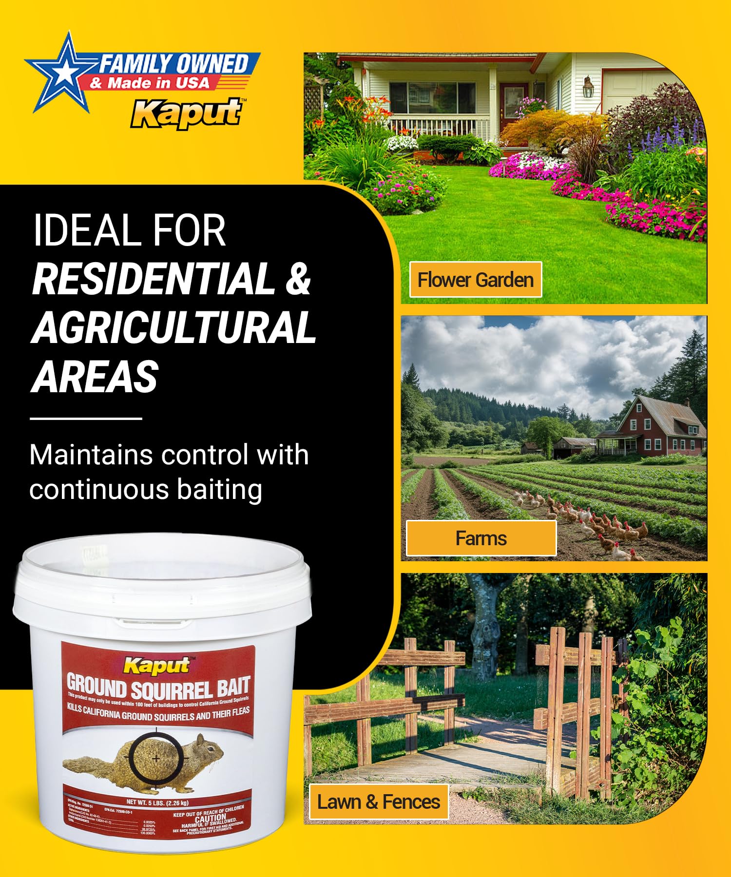 Kaput Ground Squirrel Bait - Effective Fleas & Squirrel Killer with Diphacinone & Imidacloprid - Targeted Pest Control for Outdoor Use, (5 lbs) - Image 3