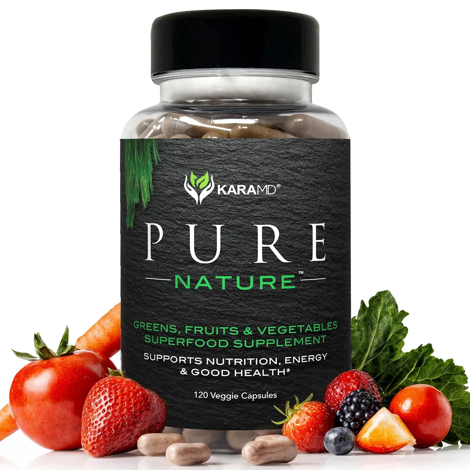 KaraMD Pure Nature | Greens, Fruit and Veggies Supplement | Vitamins, Fiber & Antioxidants | 20 Fruits and Vegetables Supplements for Energy & Digestion | Gluten Free & Vegan Friendly (30 Servings)