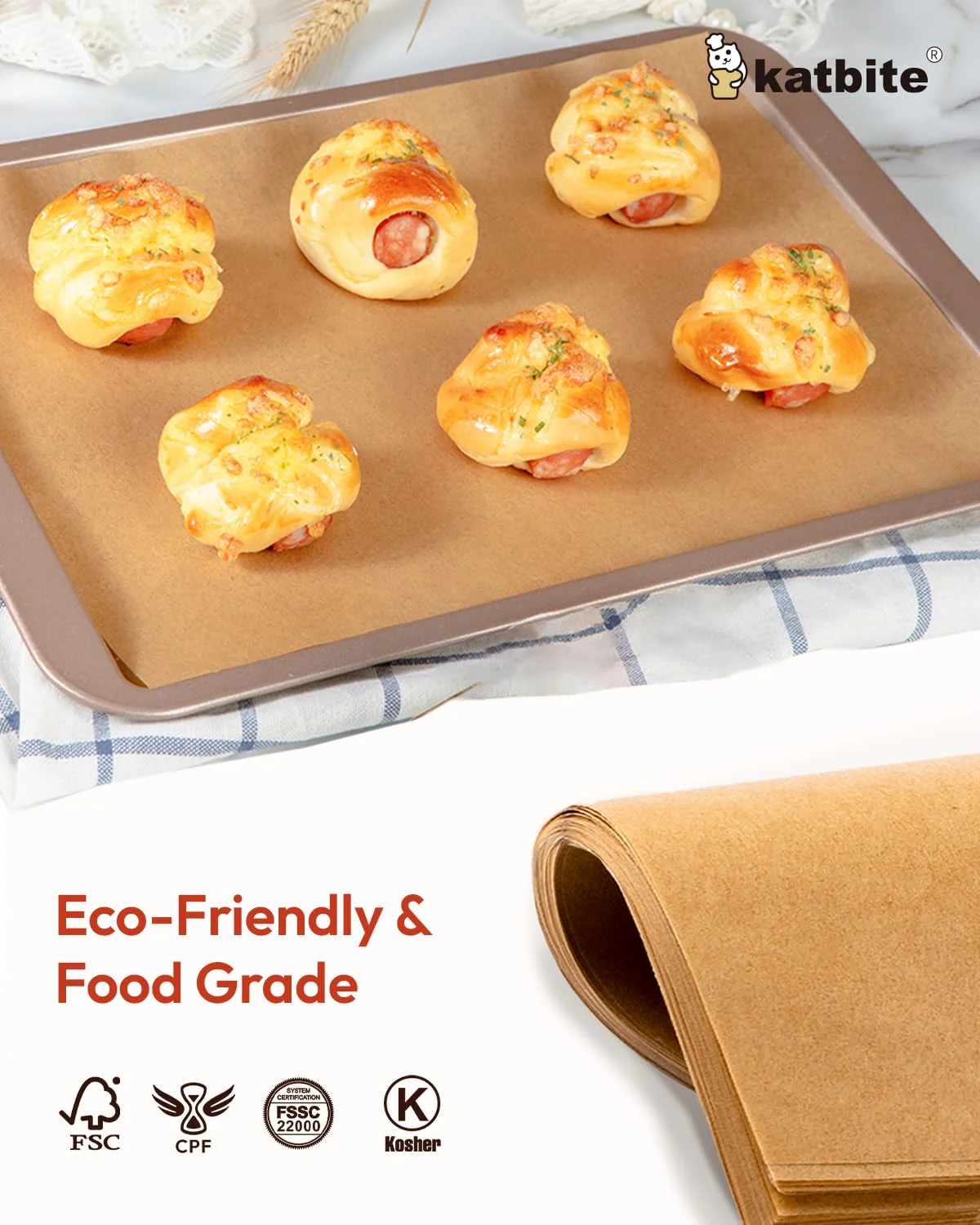 Katbite 16x24 Inch Parchment Paper Sheets, 100Pcs Non-Stick Precut Baking Parchment, Unbleached Parchment Paper for Baking, Cooking, Grilling, Frying and Steaming, Full Sheet Baking Pan Liners - Image 5