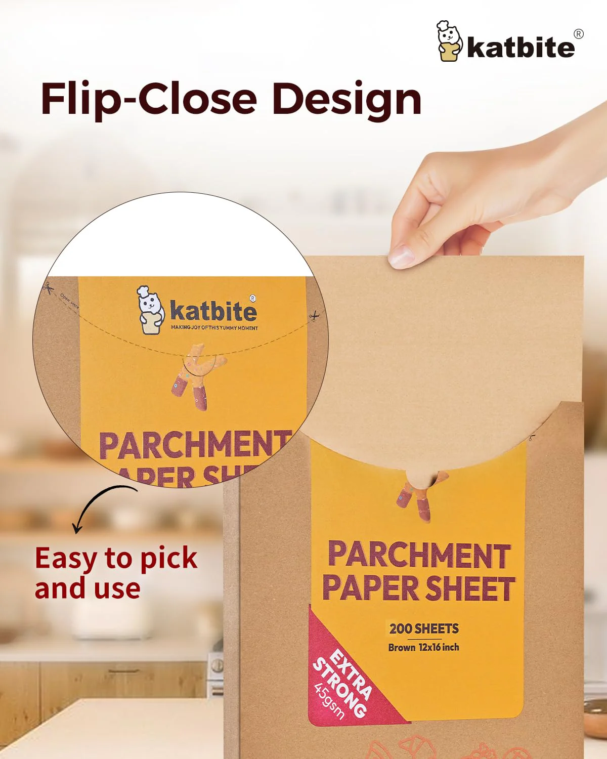 Katbite 200Pcs 12x16 In Unbleached Parchment Paper for Baking, Precut Parchment Paper Sheets, Heavy Duty Flat Baking Paper, Half Sheet Baking Sheets for Baking Cookies, Cooking, Air Fryer, Oven - Image 6