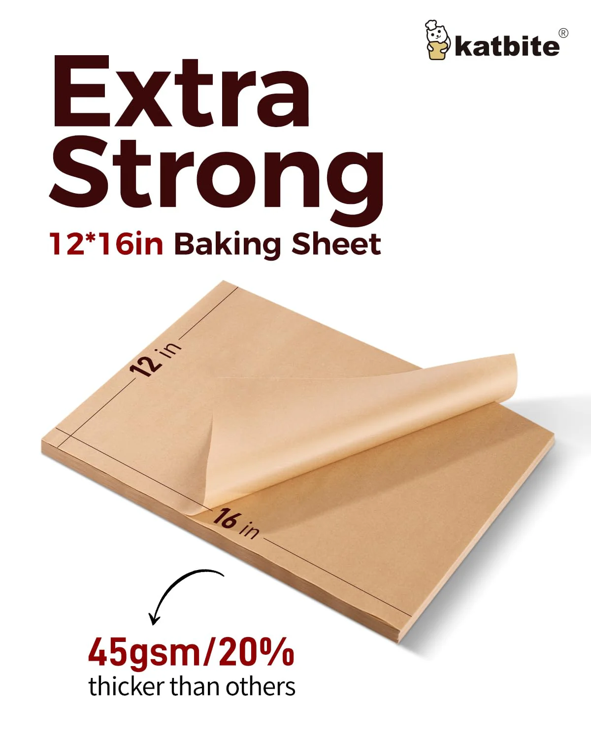 Katbite 200Pcs 12x16 In Unbleached Parchment Paper for Baking, Precut Parchment Paper Sheets, Heavy Duty Flat Baking Paper, Half Sheet Baking Sheets for Baking Cookies, Cooking, Air Fryer, Oven - Image 7
