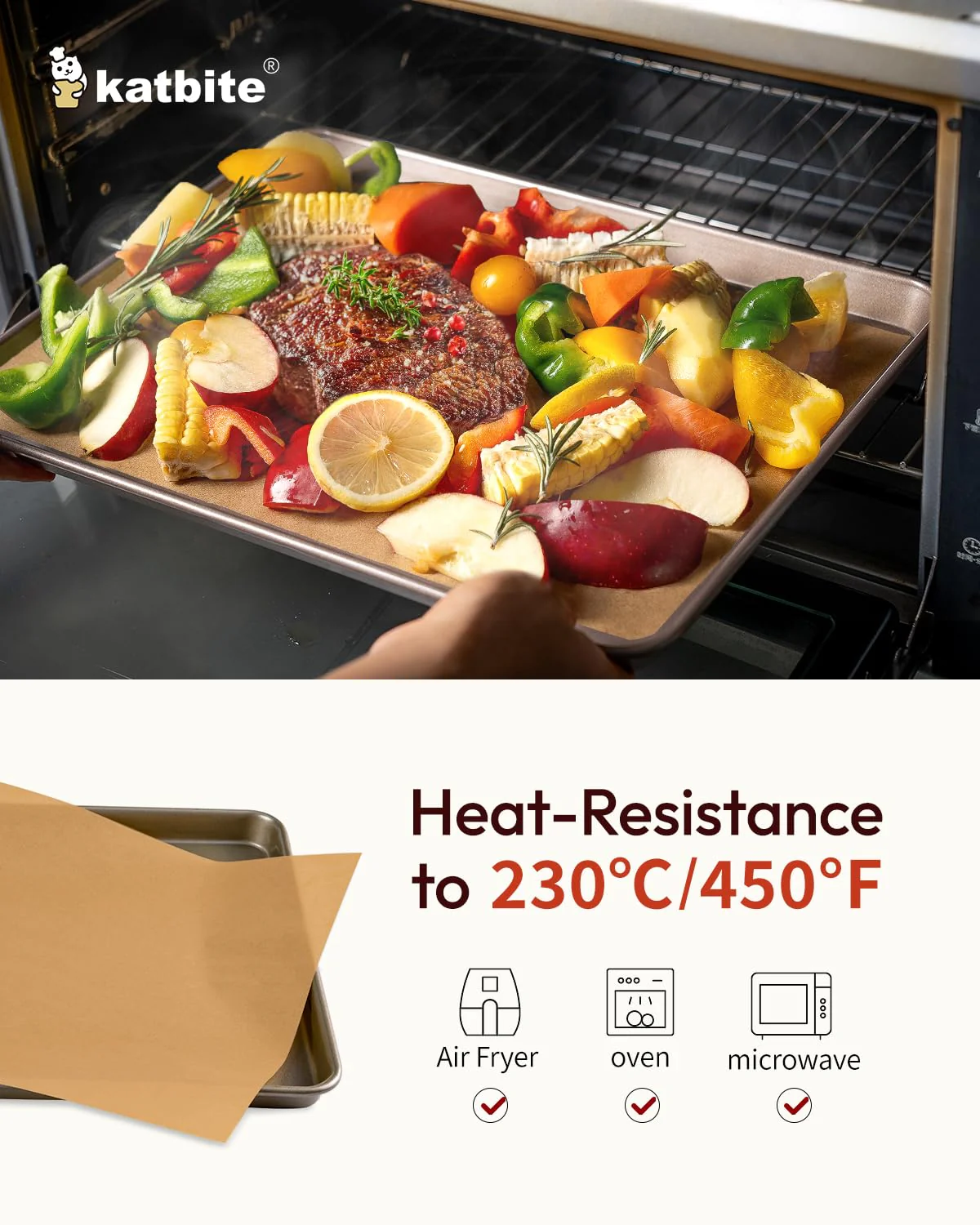 Katbite 350Pcs 9x13 In Parchment Paper Sheets, Heavy Duty Unbleached Baking Paper, Non-stick & Oil Proof for Oven, Air Fryer, Grilling, Steaming and Cooking Bread - Image 3