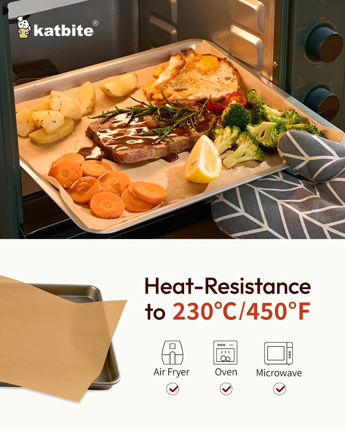 Katbite 400PCS Unbleached Parchment Paper Sheets, 12 x 16 IN Pre-Cut Baking Parchment, Heavy Duty Non-Stick Baking Paper for Half Sheet Cookie Bread Cake Pans, Grilling Meat Pizza,Oven,Air Fryer - Image 4