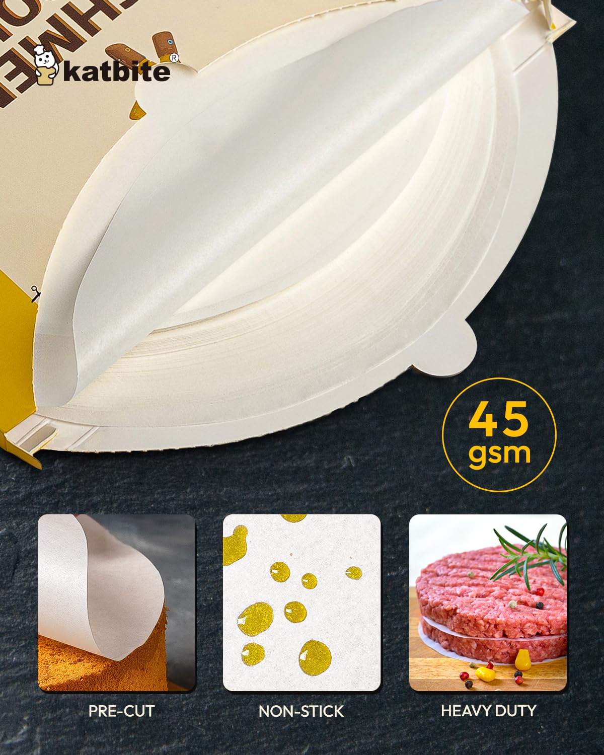Katbite 8 Inch 400Pcs Parchment Paper Rounds, Round Parchment Paper Cake Baking, Freezing, Patty Separating, Tortilla Wrapping(2 Pack of 200Pcs) - Image 5