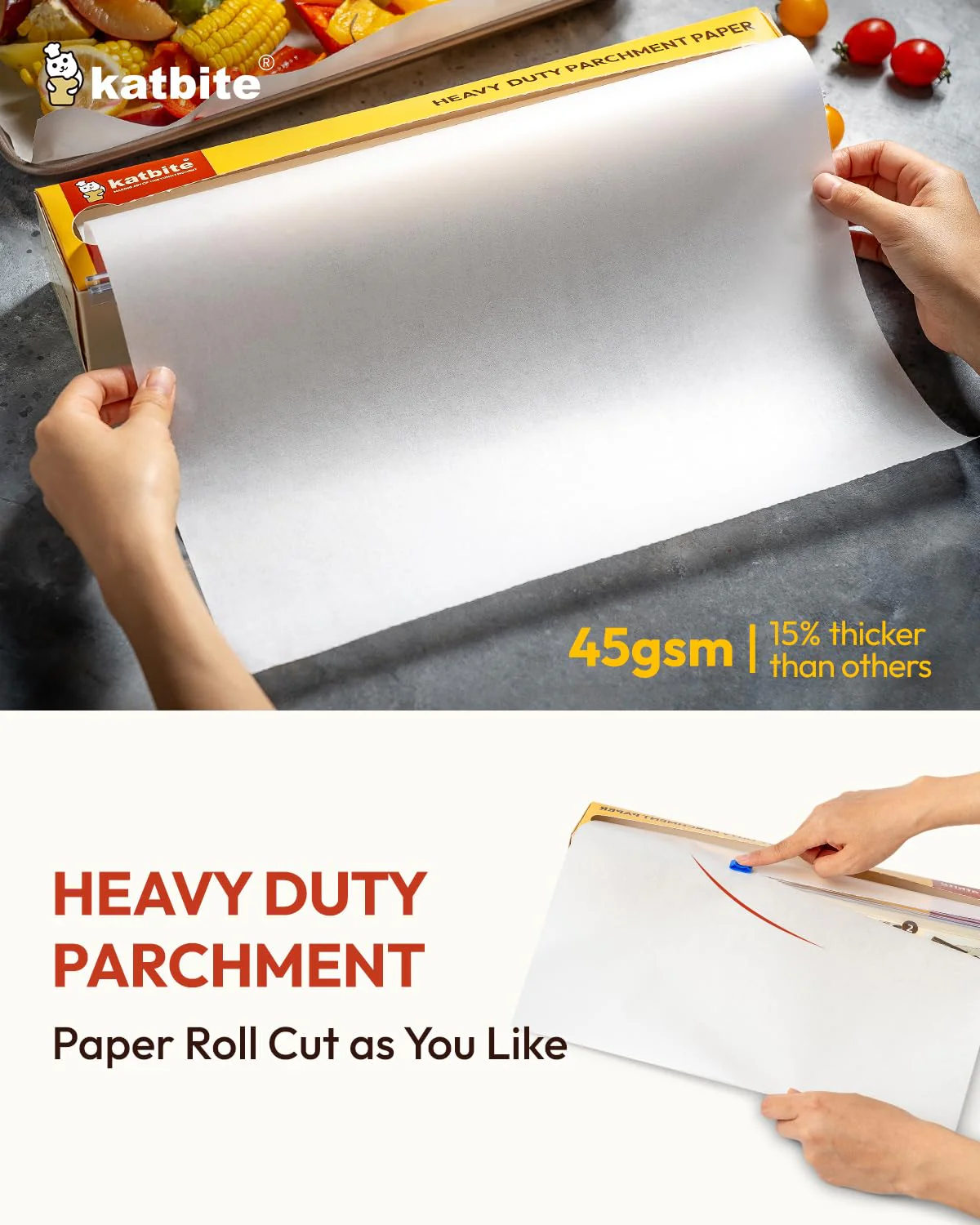 Katbite Heavy Duty Parchment Paper Roll for Baking, 12 in x 524 ft Non-Stick Baking Paper for Cooking, Baking Cookies, Grilling, Air Fryer and Steaming - Image 8