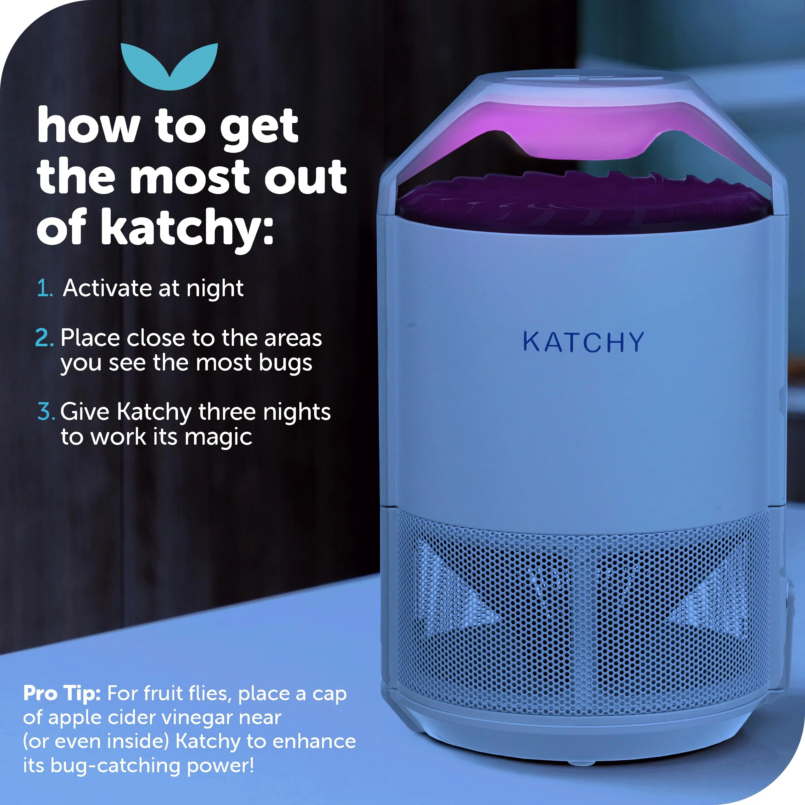 KATCHY Indoor Insect and Flying Bugs Trap Fruit Fly Gnat Mosquito Killer with UV Light Fan Sticky Glue Boards No Zapper White - Image 4