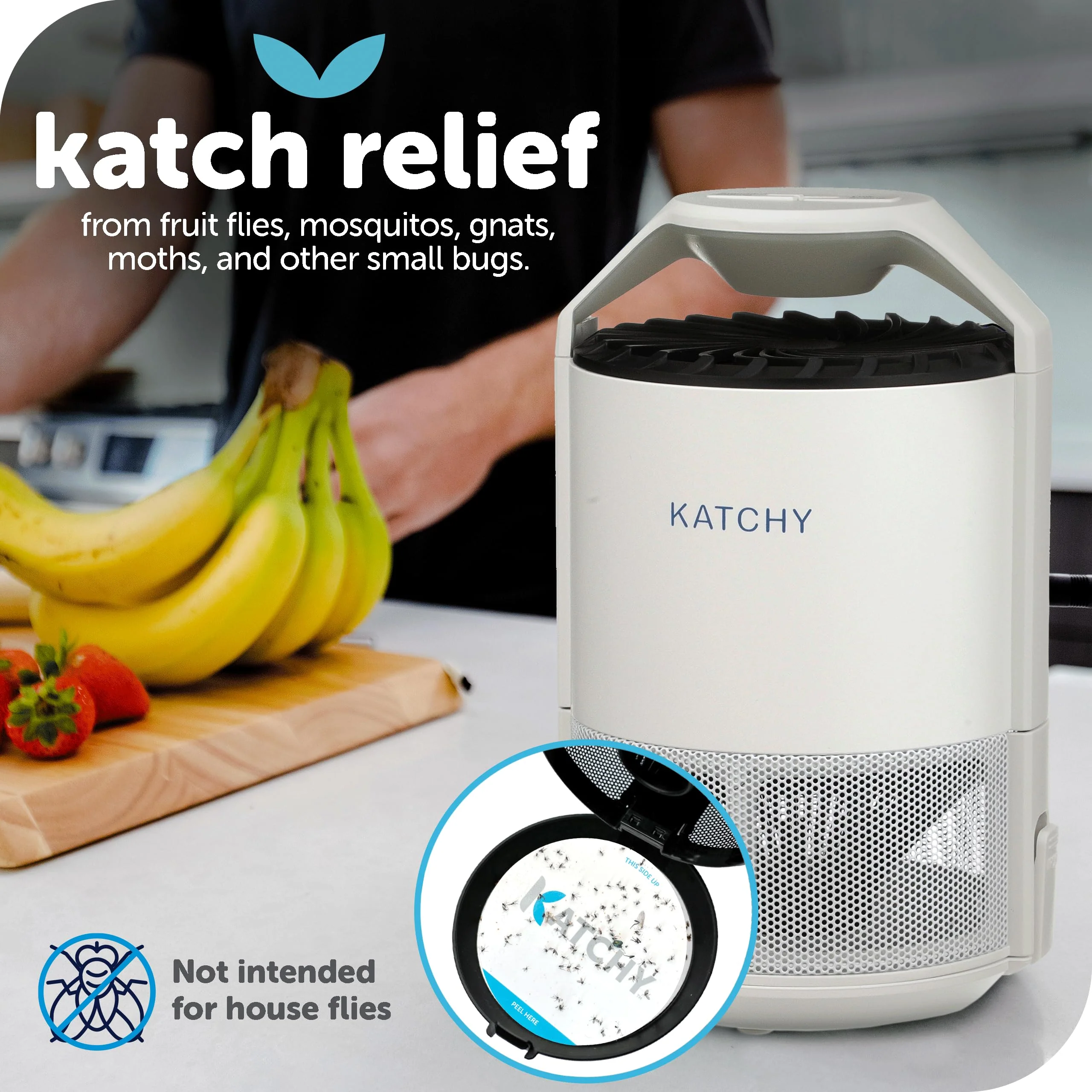 KATCHY Indoor Insect and Flying Bugs Trap Fruit Fly Gnat Mosquito Killer with UV Light Fan Sticky Glue Boards No Zapper White - Image 8