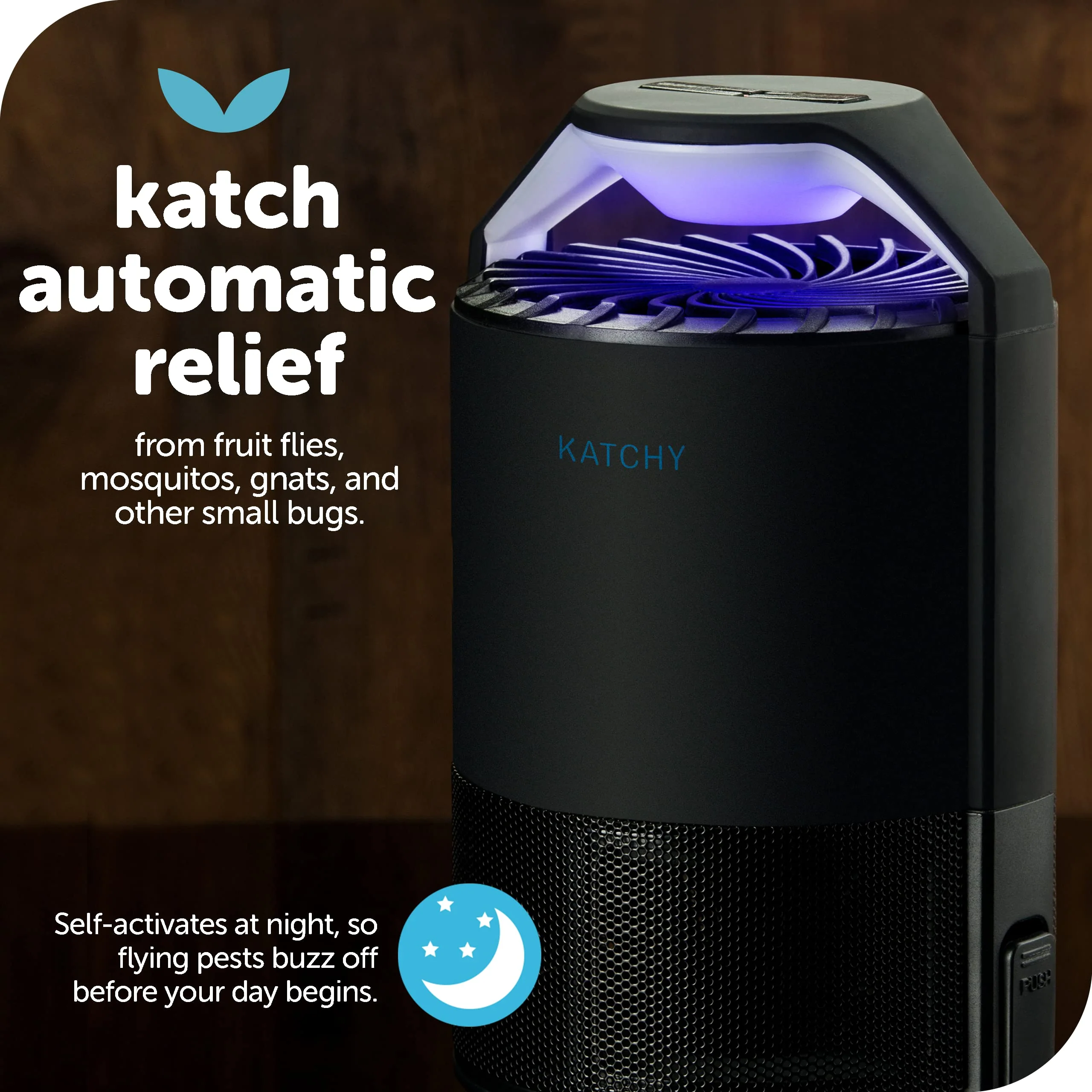 Katchy Midnight Indoor Insect Trap – Auto/Manual Mode – Blue Light & Fan Suction Catcher for Mosquito, Fruit Fly, Gnat, Fungus Gnat & Moth – Ideal for Kitchen & Indoor Plants (Black) - Image 4
