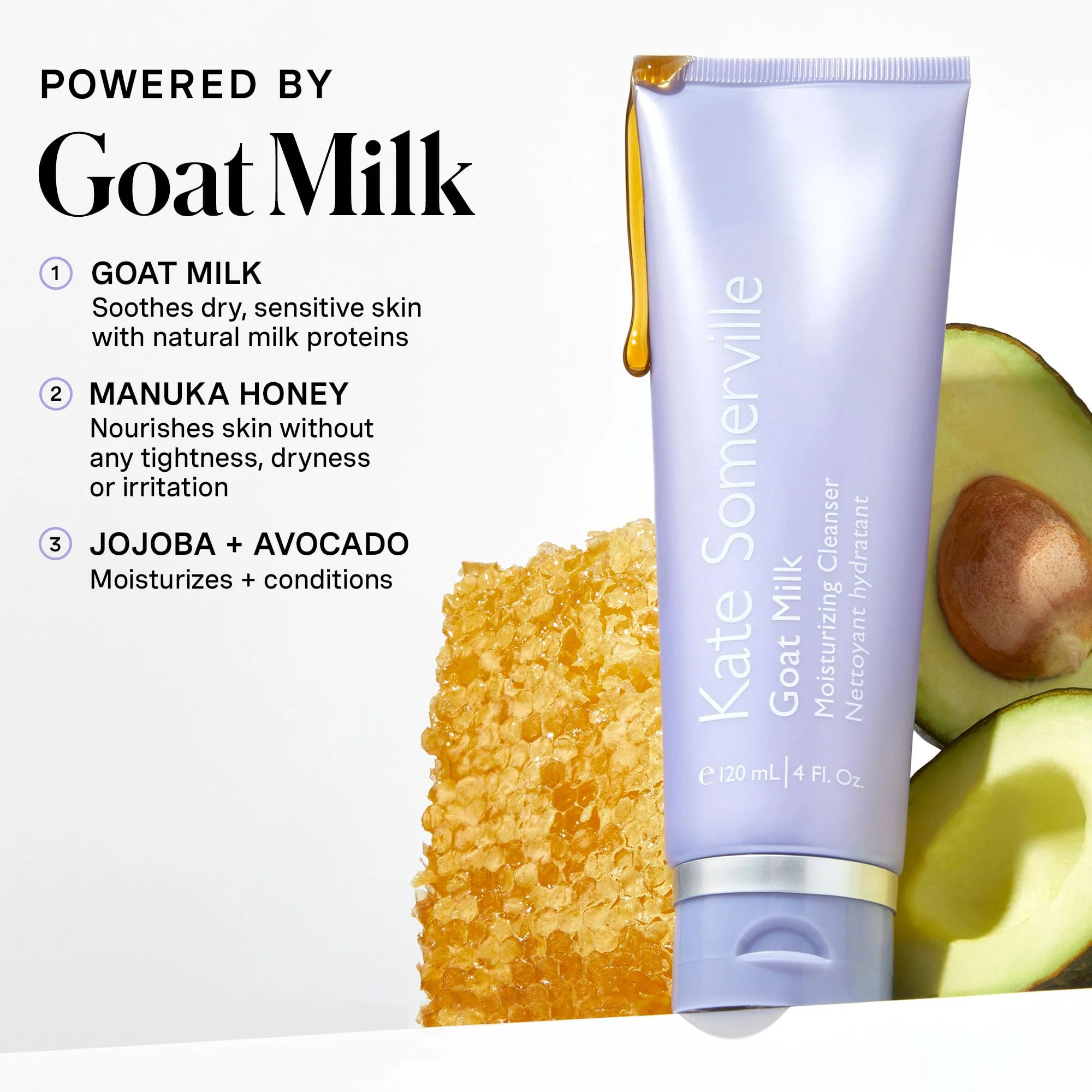 Kate Somerville Goat Milk Moisturizing Cleanser - Gentle Daily Face Wash for Sensitive Skin, Relieves Dry Skin & Tightness, 4 Fl Oz - Image 10