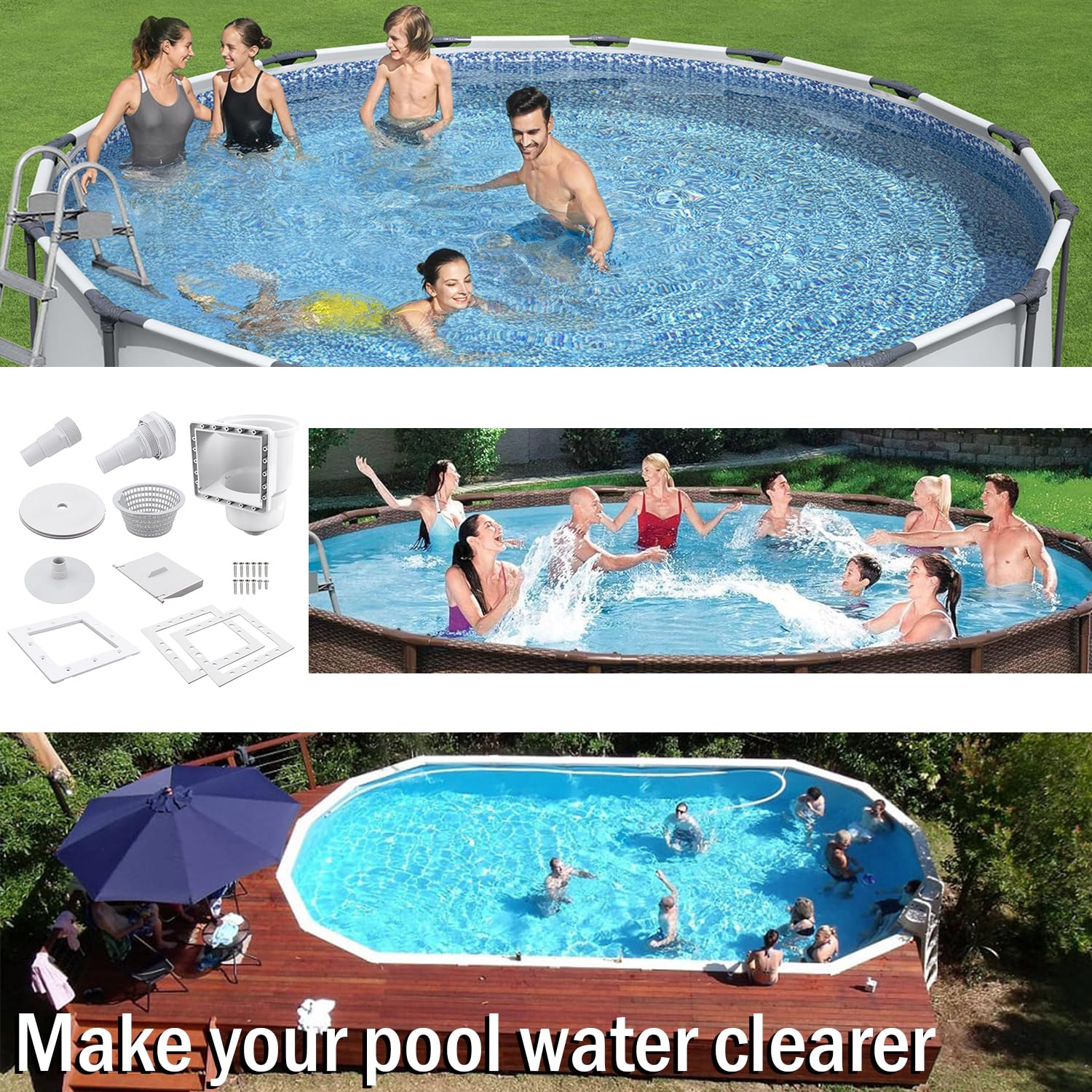 Kefly Above Ground Pools Skimmer with Accessories, Thru-Wall Skim Compatible with All Standard Pool Wall Cutouts - Image 2