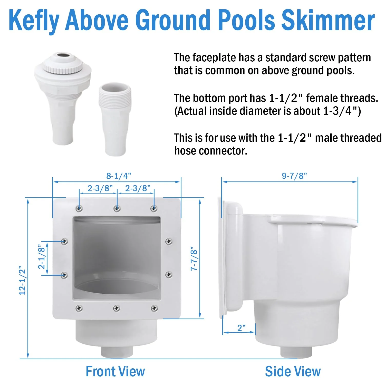 Kefly Above Ground Pools Skimmer with Accessories, Thru-Wall Skim Compatible with All Standard Pool Wall Cutouts - Image 5