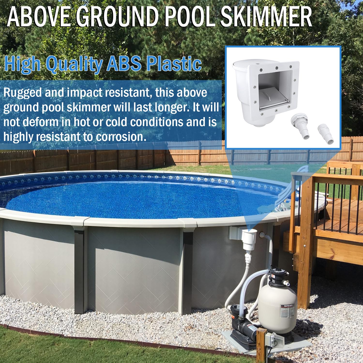 Kefly Above Ground Pools Skimmer with Accessories, Thru-Wall Skim Compatible with All Standard Pool Wall Cutouts - Image 6