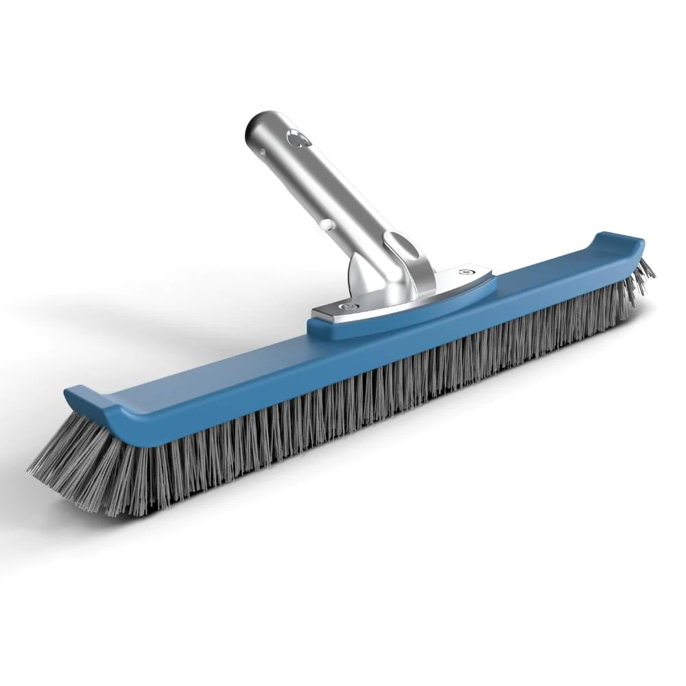 KEMANO Heavy Duty Pool Brush Head: Industrial-Grade Grit Non-Metal Stiff Bristles & Reinforced Aluminum Frame for Inground Pools, Tiles, Concrete Surfaces - Tackles Tough Surfaces, Algae, Stains