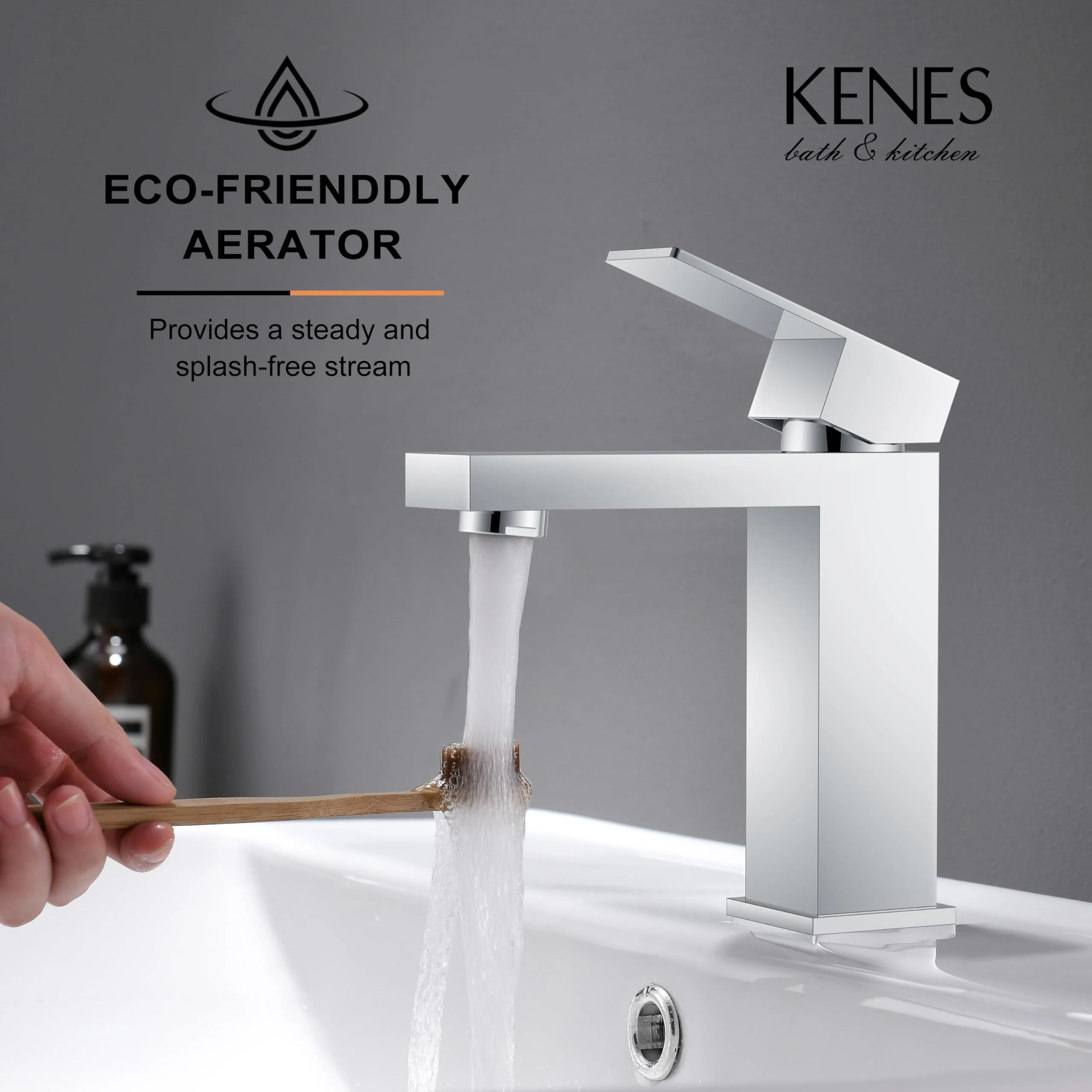 KENES Chrome Bathroom Faucet Single Handle Bathroom Sink Faucet Lavatory Vanity Faucet with Pop Up Drain & Water Supply Lines LJ-9031-5 - Image 5