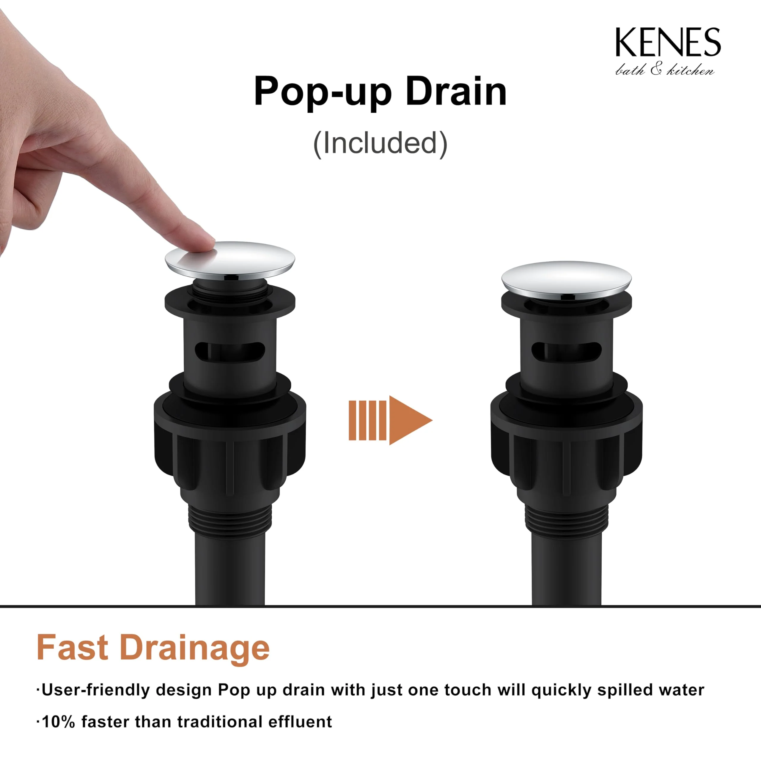 KENES Chrome Bathroom Faucet Single Handle Bathroom Sink Faucet Lavatory Vanity Faucet with Pop Up Drain & Water Supply Lines LJ-9031-5 - Image 8
