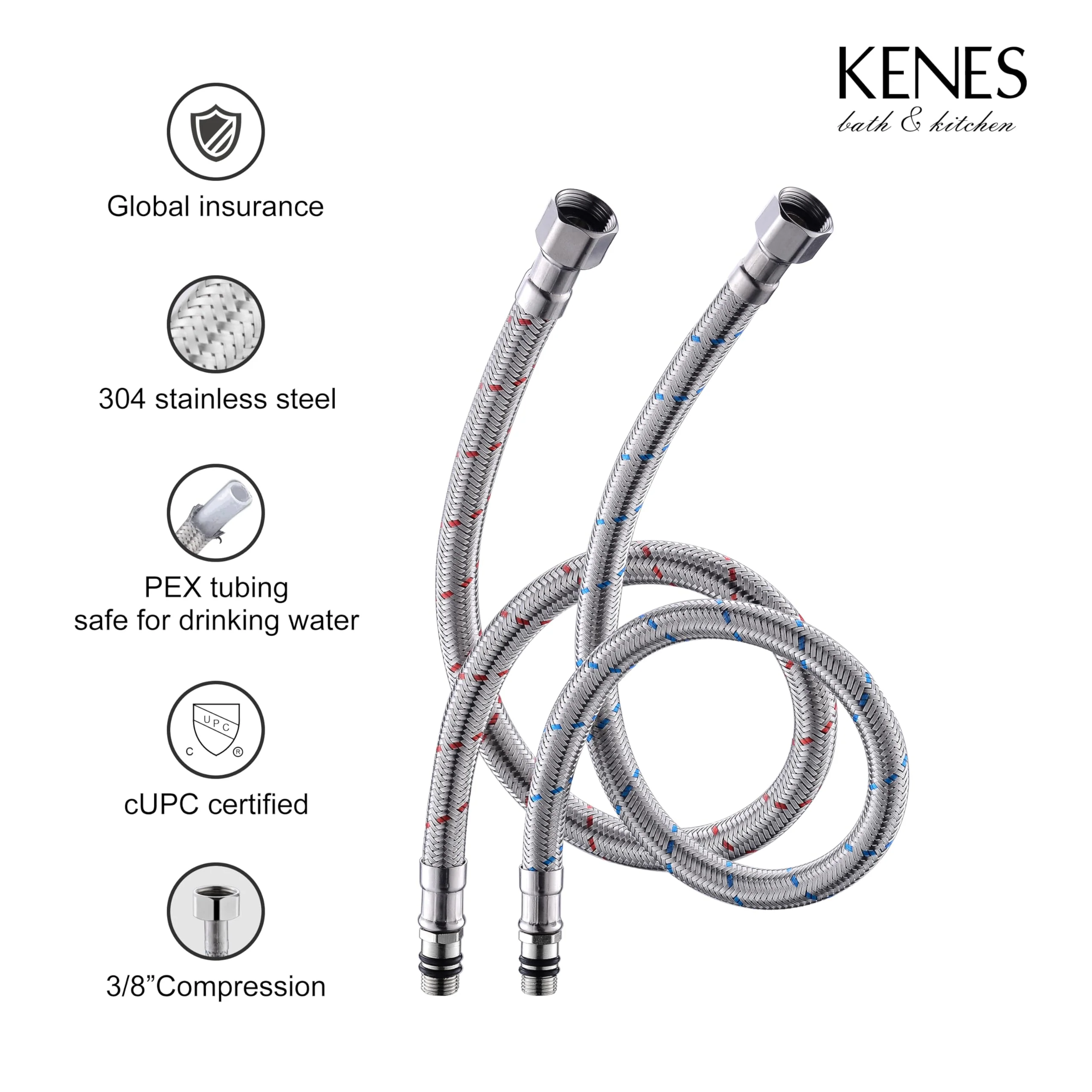 KENES Chrome Bathroom Faucet Single Handle Bathroom Sink Faucet Lavatory Vanity Faucet with Pop Up Drain & Water Supply Lines LJ-9031-5 - Image 9