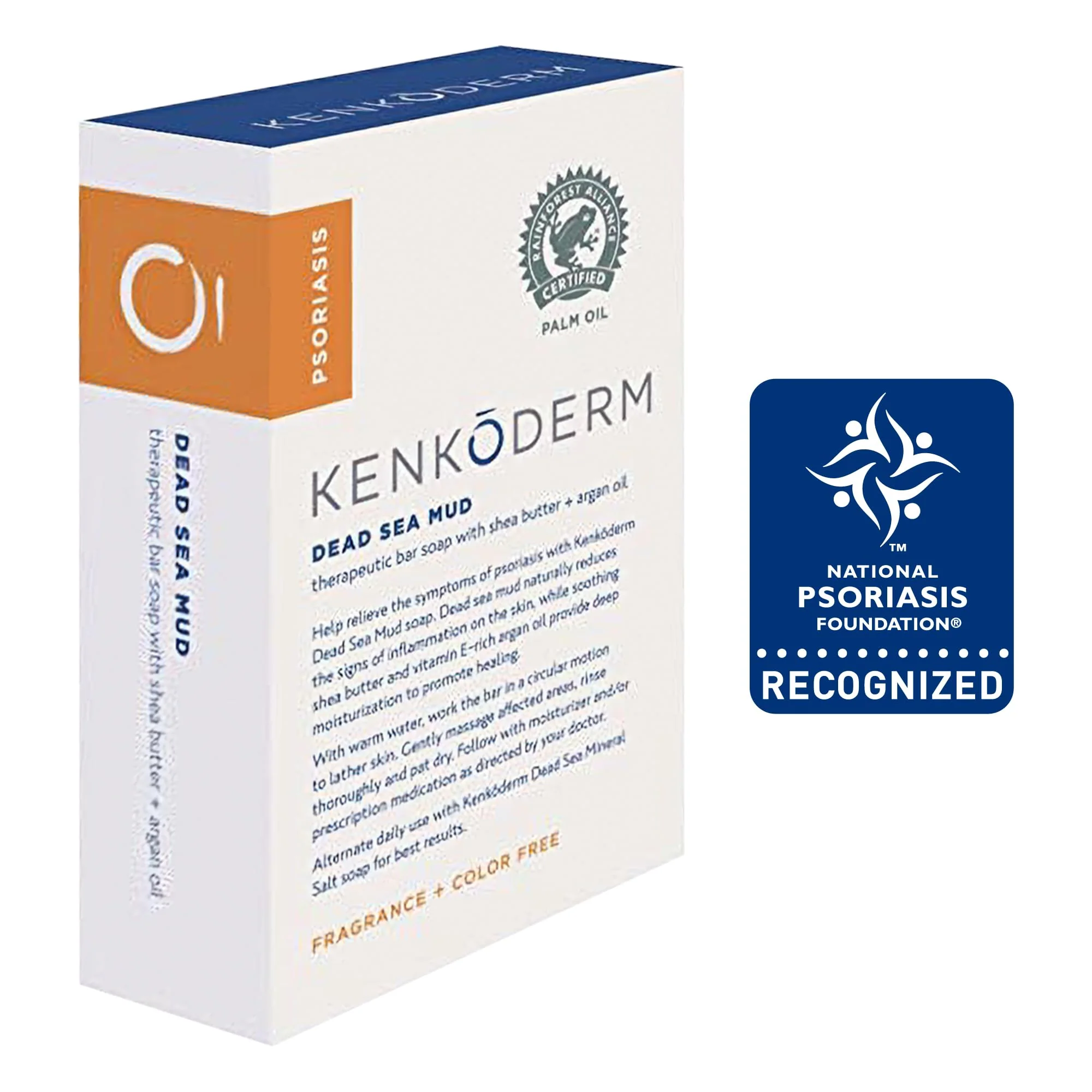 Kenkoderm Psoriasis Dead Sea Mud Soap with Argan Oil & Shea Butter, Natural Exfoliating Body & Face Cleanser for Sensitive Skin, Fragrance & Color-Free, 4.25 Ounce, 4 Bars - Image 7