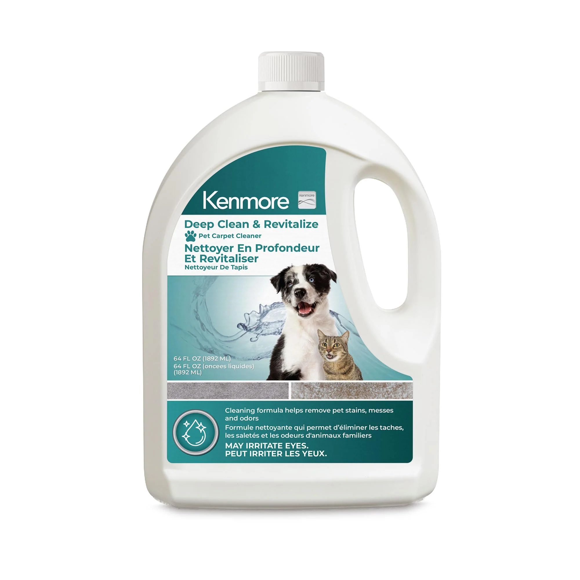 Kenmore KS1010 Deep Clean & Revitalize Pet Carpet Spot Cleaner Formula, 64 Oz for Carpet, Rugs, and Upholstery, Eliminates Pet Stains, Messes and Odors