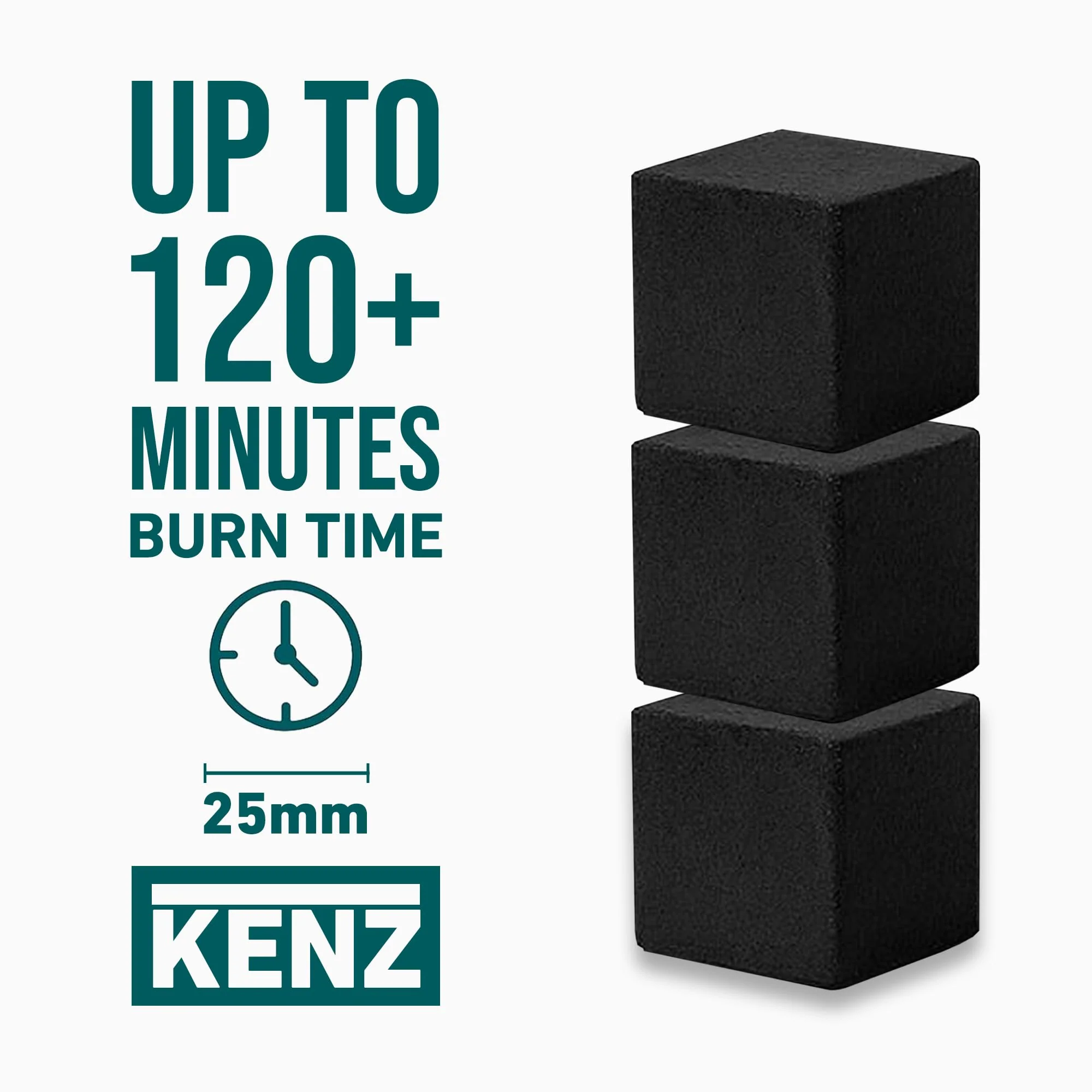KENZ Coconut Charcoal Cubes 25 mm — 100% Natural, Low Ash, 72 pcs - Image 5