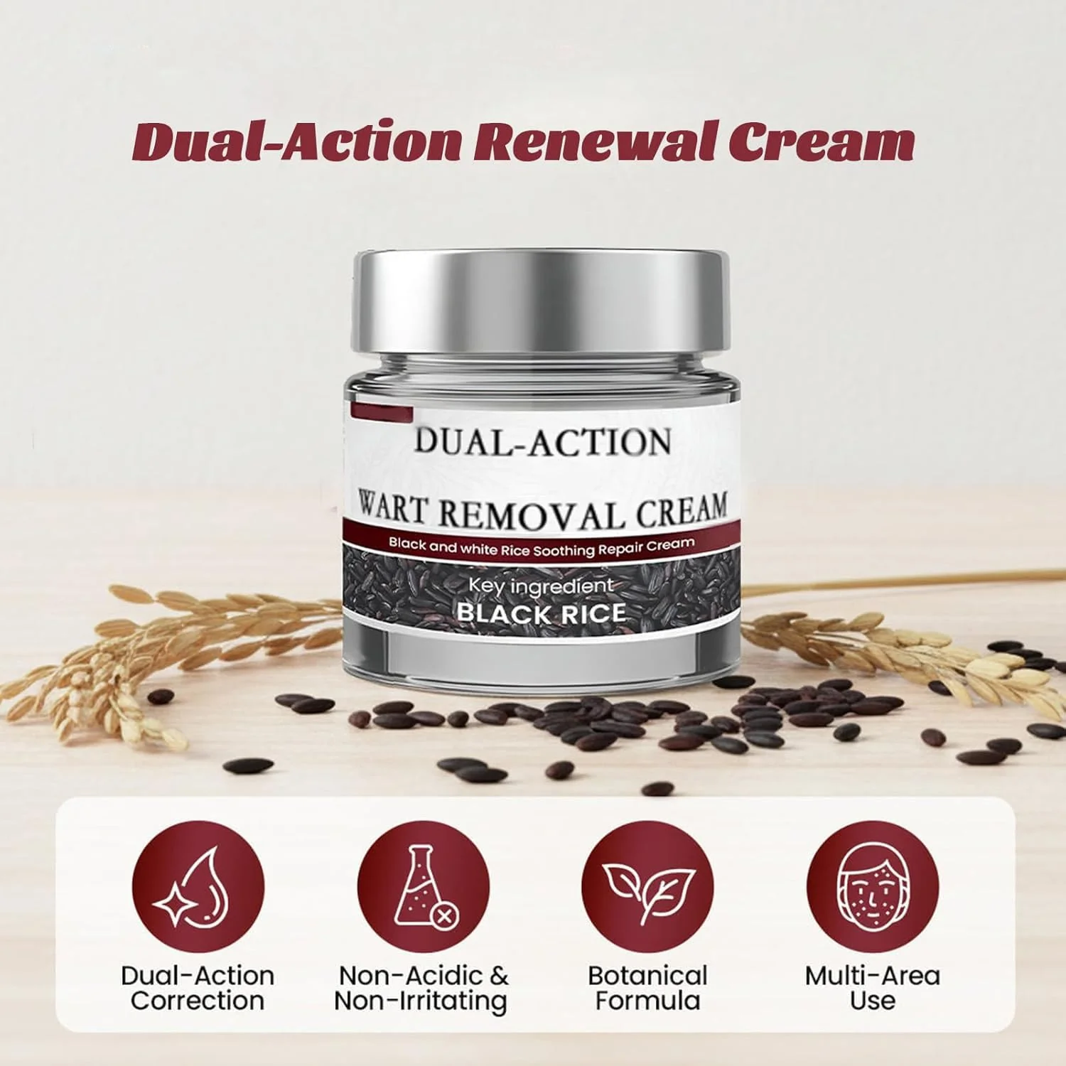 KeraErase Dual-Action Renewal Cream, Black and White Rice Soothing Repair cream, Professional Skin Treatment, Smooths And Refines The Skin, Natural Body Serum Suitable for All Skin Types (2PCS) - Image 2