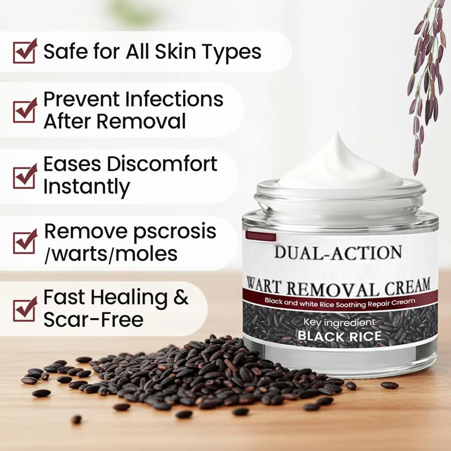KeraErase Dual-Action Renewal Cream, Black and White Rice Soothing Repair cream, Professional Skin Treatment, Smooths And Refines The Skin, Natural Body Serum Suitable for All Skin Types (2PCS) - Image 4