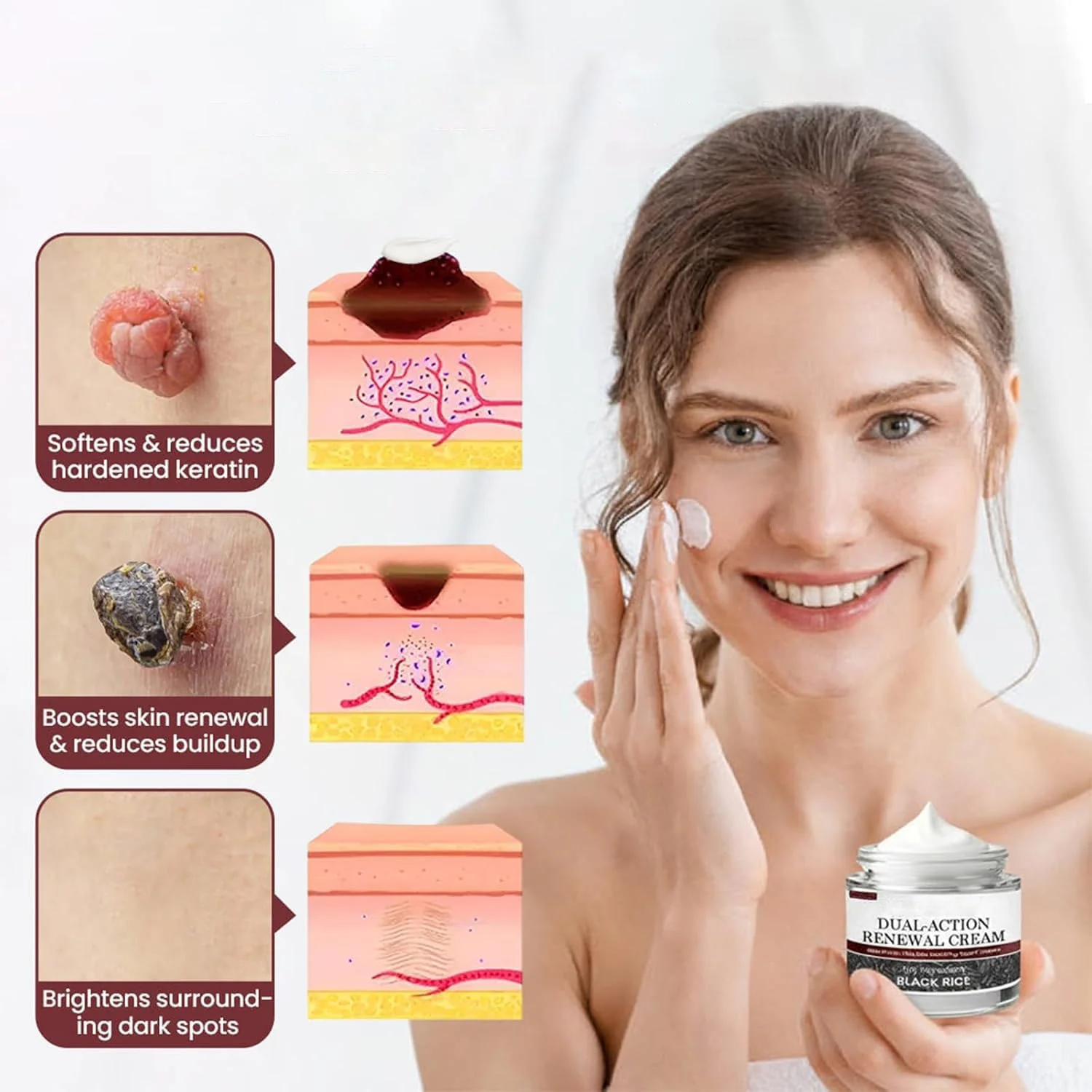 KeraErase Dual-Action Renewal Cream, Black and White Rice Soothing Repair cream, Professional Skin Treatment, Smooths And Refines The Skin, Natural Body Serum Suitable for All Skin Types (2PCS) - Image 7