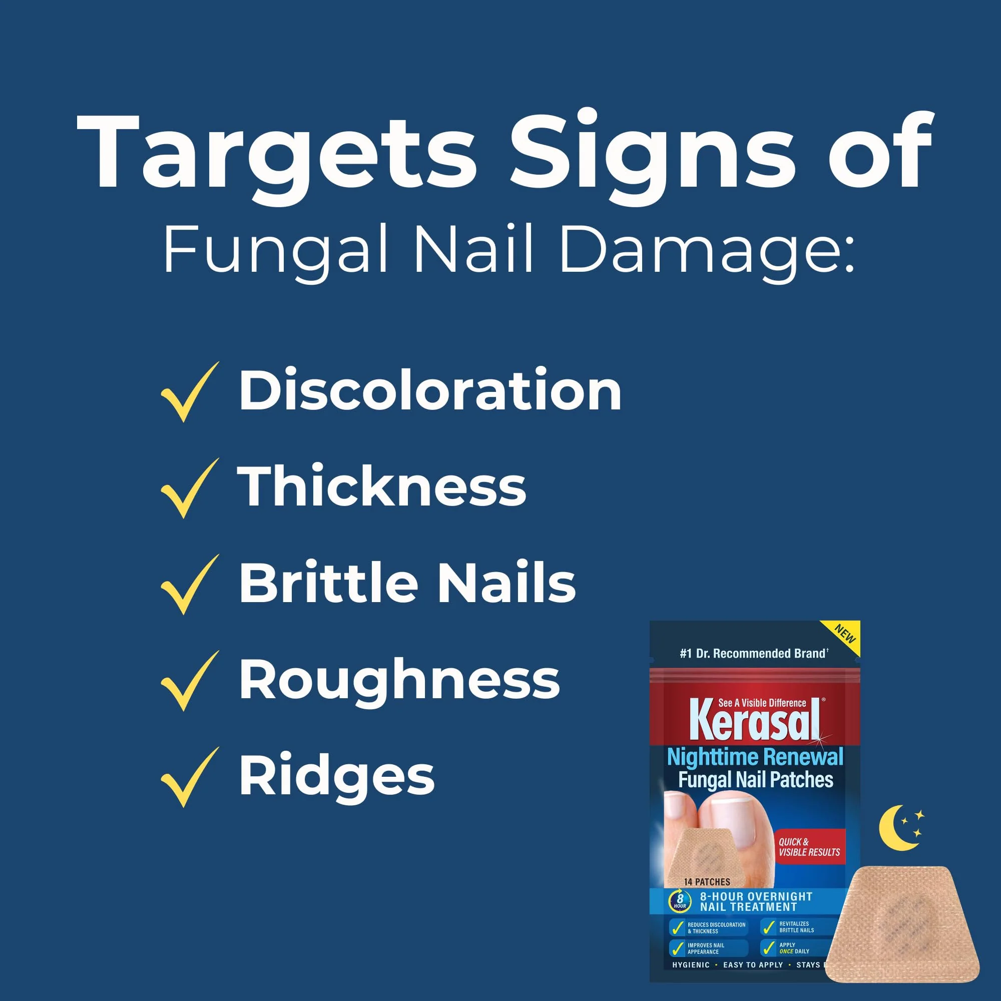 Kerasal Nighttime Renewal Fungal Nail Patches - 14 Patch - Overnight Repair for Nail Fungus Damage, 8-Hour Treatment Restores Healthy Appearance (Packaging May Vary) - Image 4