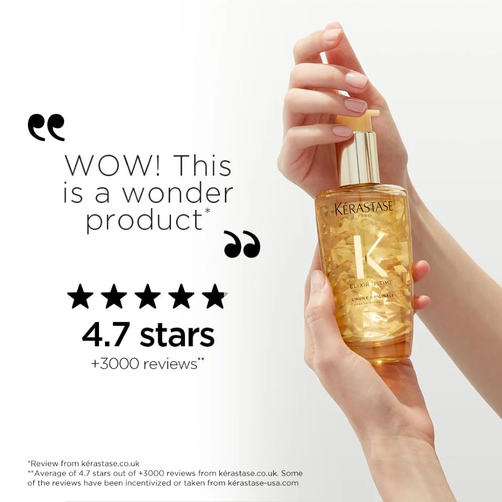 Kérastase Elixir Ultime, Hair Oil Long-lasting Radiance Conditioning Treatment, For Dull Hair, With five precious Oils, L'Huile Originale, 100ml - Image 6
