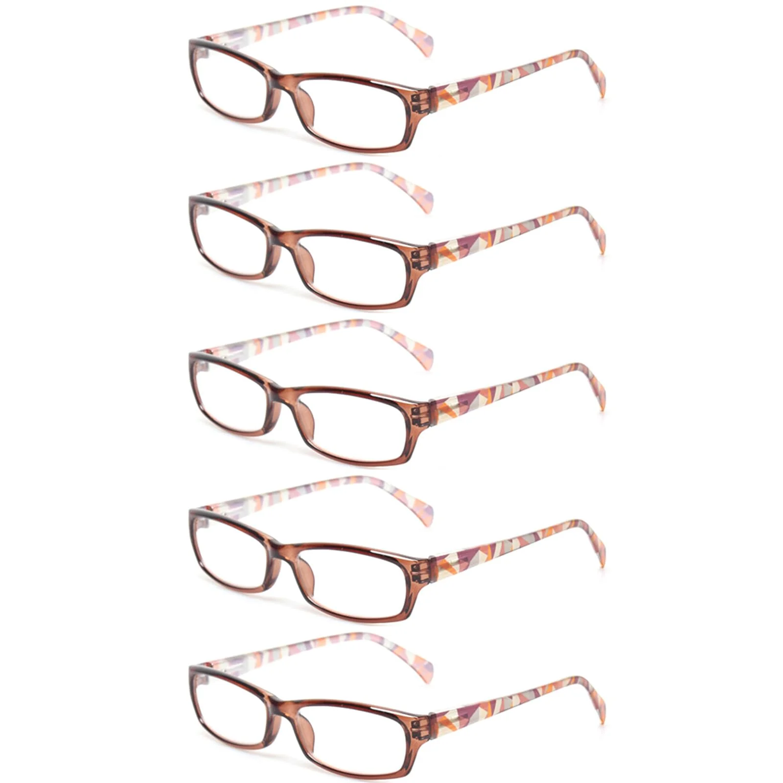 Kerecsen Reading Glasses 5 Pairs Fashion Ladies Readers Spring Hinge with Pattern Print Eyeglasses for Women (Mix Color -16, 2.25, x)