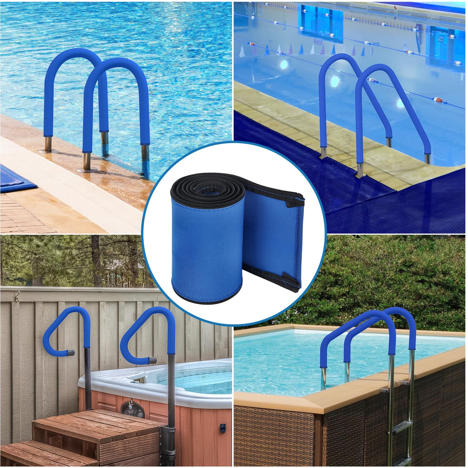 KETNET Pool Handrail Covers with Zippers for Inground Swimming Pools Hand Rail Cover, 4-10 ft Non Slip Cool Touch Heat Resistant, Blue, Anti-Slip Swim Pool Railing Ladder Handle Grip 6 Feet 1 Pack - Image 6
