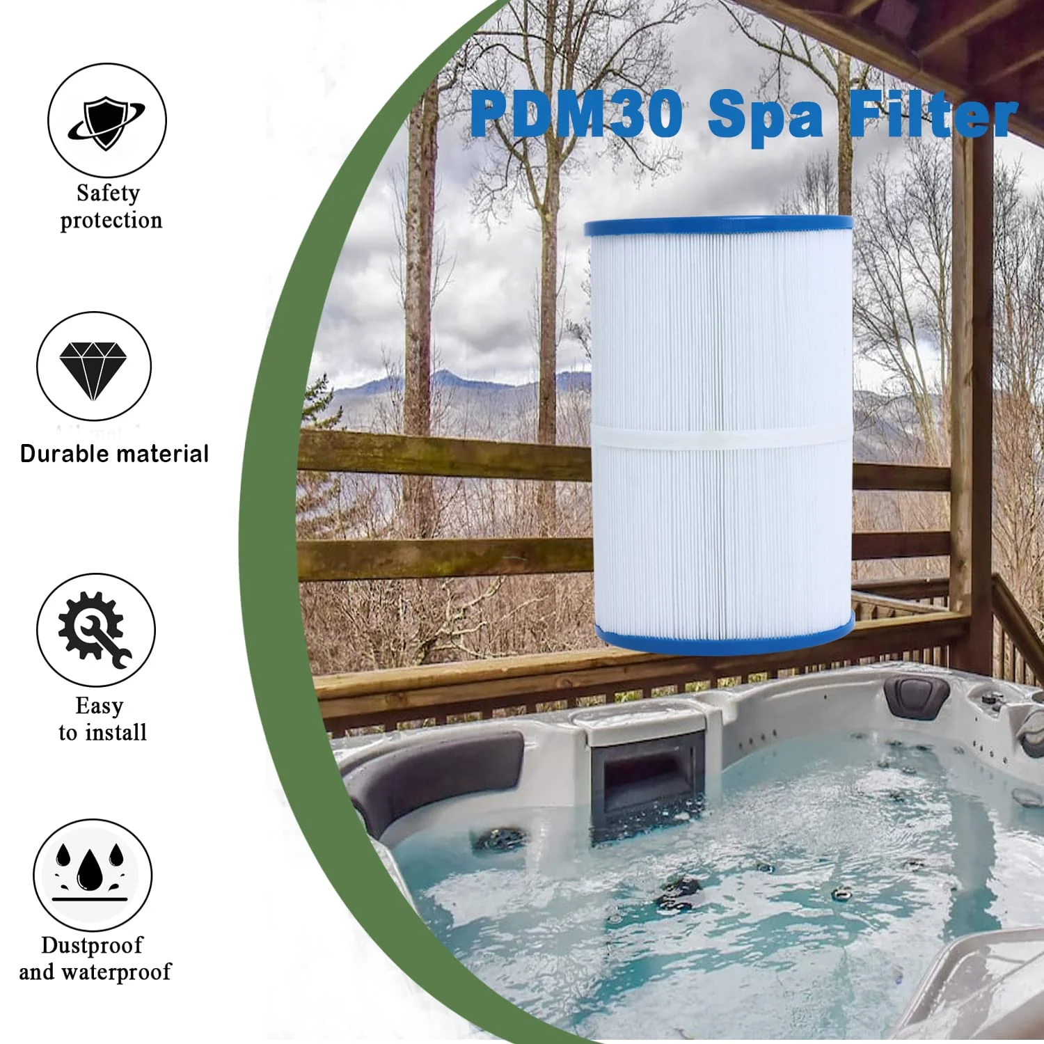Ketofa ๐จ๐ฝ๐ด๐ฟ๐ฎ๐ฑ๐ฒ PDM30 Spa Filter, ๐ฃ๐๐ ๐ฏ๐ฌ Replacement Cartridge Oval Filter Compatible with Pleatco PDM30 Dream Maker Filbur FC9940 Hot Tubs Other 461269, 30 sq.ft - 2 Packs - Image 2