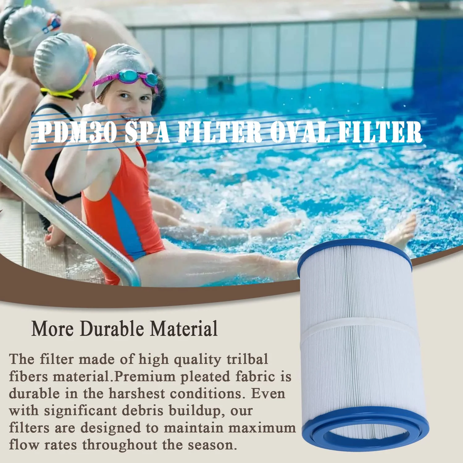 Ketofa ๐จ๐ฝ๐ด๐ฟ๐ฎ๐ฑ๐ฒ PDM30 Spa Filter, ๐ฃ๐๐ ๐ฏ๐ฌ Replacement Cartridge Oval Filter Compatible with Pleatco PDM30 Dream Maker Filbur FC9940 Hot Tubs Other 461269, 30 sq.ft - 2 Packs - Image 8