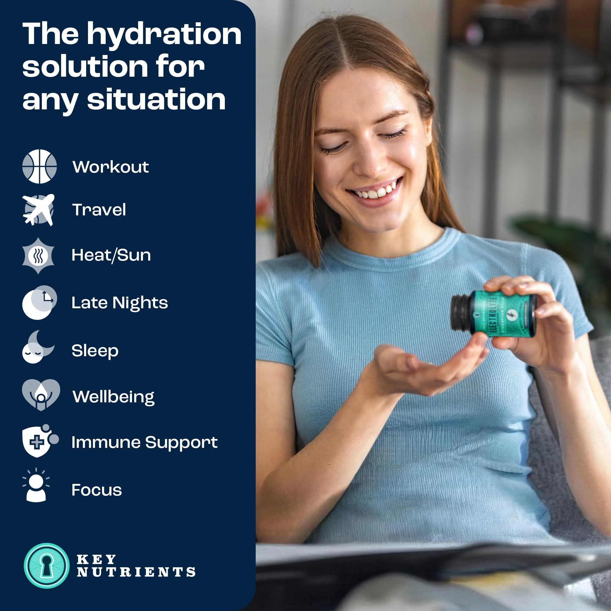KEY NUTRIENTS Electrolyte Tablets, 200 Capsules, Salt for Dehydration, Fasting Electrolytes- Salt Pills with Electrolytes, No Sugar, Gluten Free Hydration Tablets Made in USA - Image 5