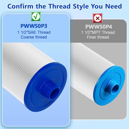 KGC 6CH-940 Spa Filter 2 Pack - Compatible with Pleatco PWW50P3 (1 1/2" SAE Coarse Thread), Unicel 6CH-940, Filbur FC-0359, Waterway 817-0050, 03FIL1400, 25252-for Viking Spa Front Access Skimmer. - Image 6