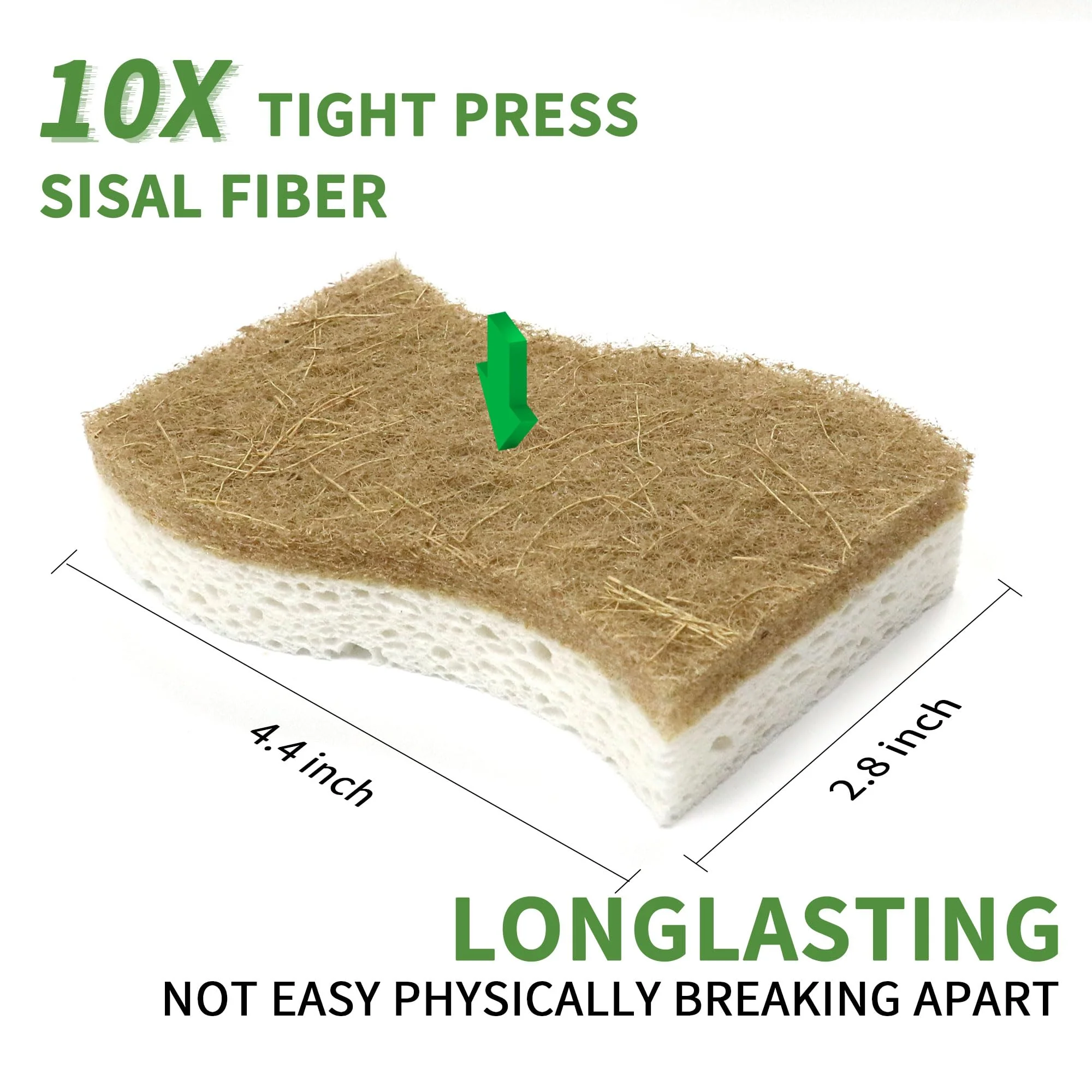 KICKLEEN 16 Pack Biodegradable Natural Kitchen Sponge - Compostable Cellulose and Coconut Walnut Scrubber Sponge - Eco Friendly Sustainable Sponges for Dishes - Image 4