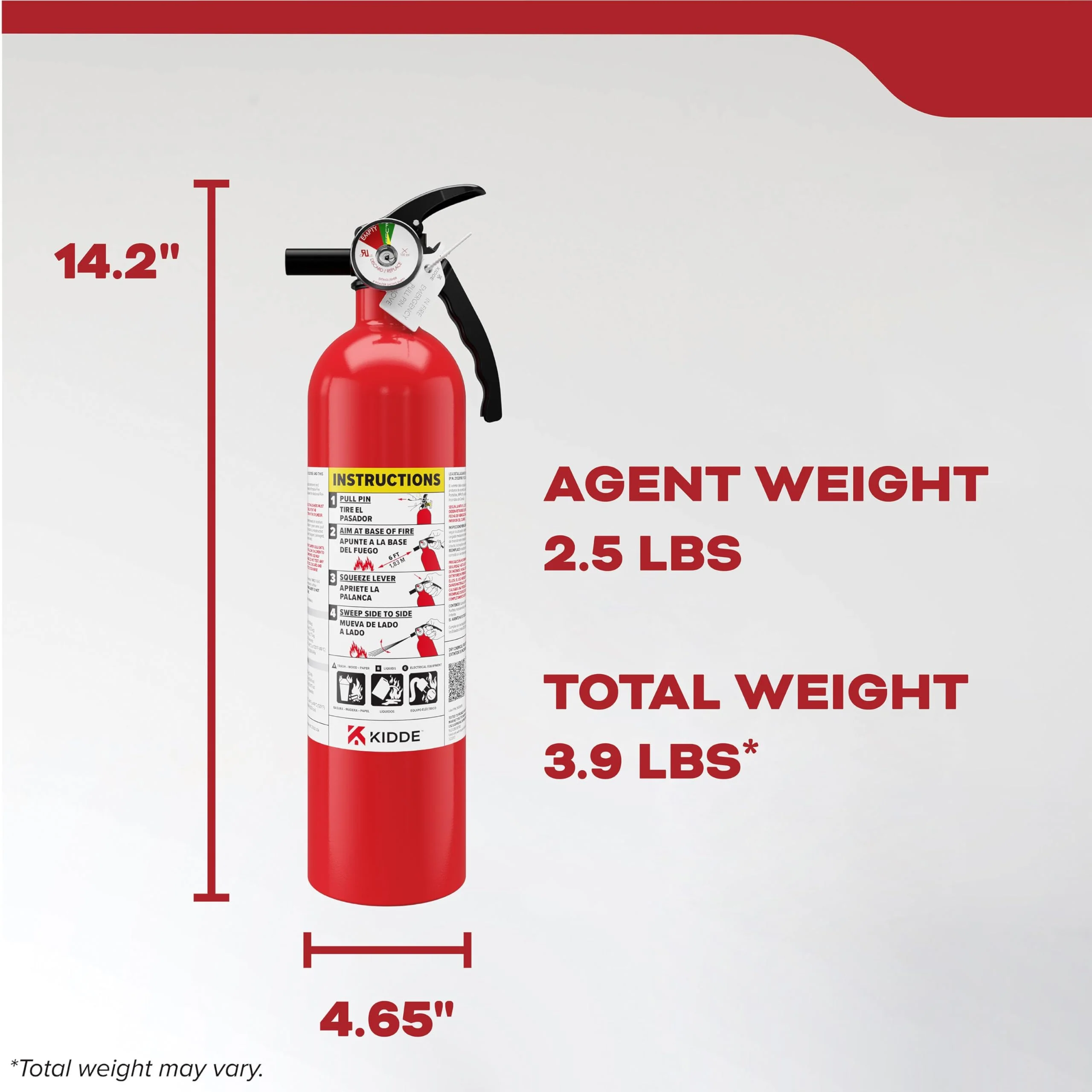 Kidde Fire Extinguisher for Home, 1-A:10-B:C, Dry Chemical Extinguisher, Red, Mounting Bracket Included, 4 Pack - Image 8