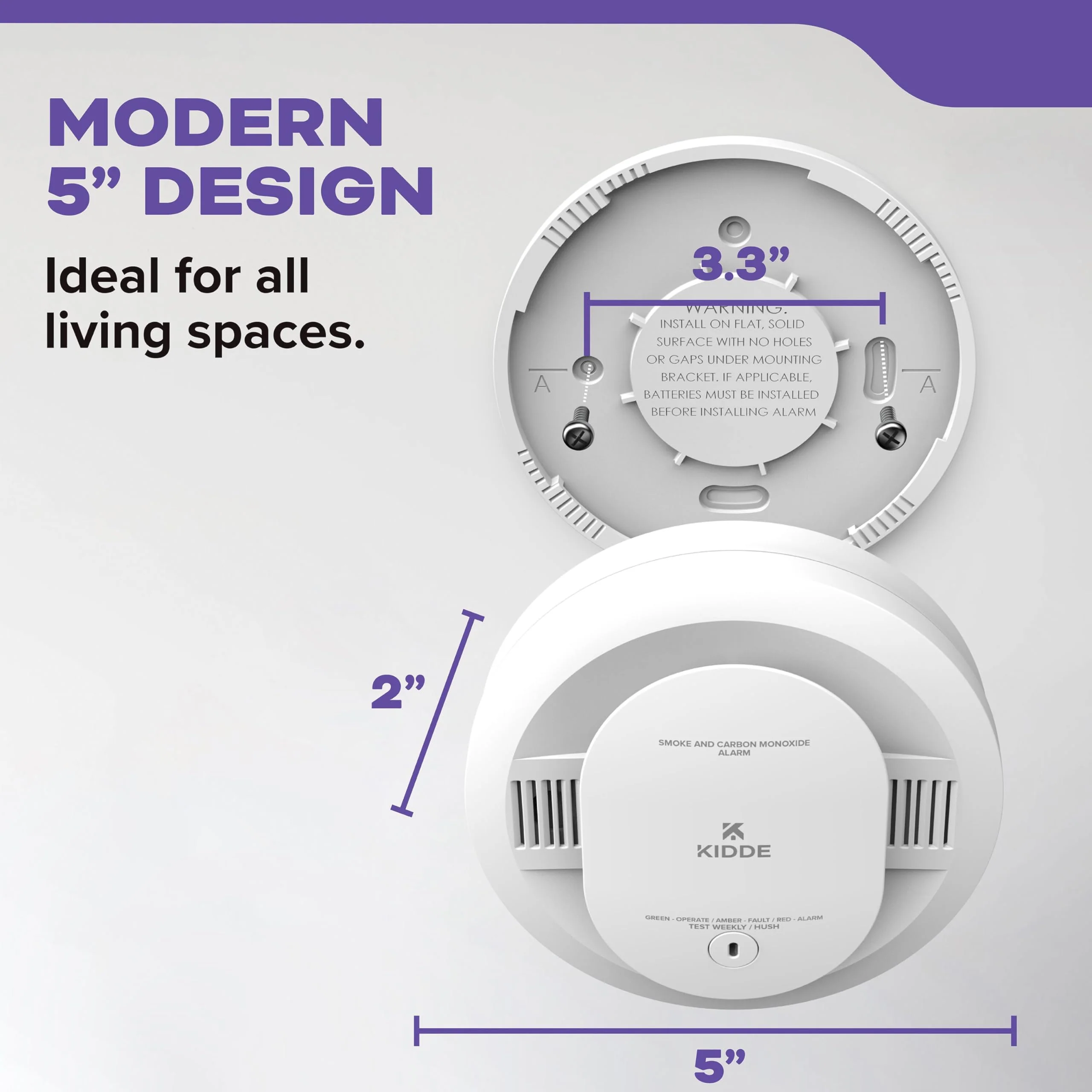 Kidde Hardwired Smoke & Carbon Monoxide Detector for Home, 10-Year Battery Powered, LED Notifications, 3-Pack - Image 7