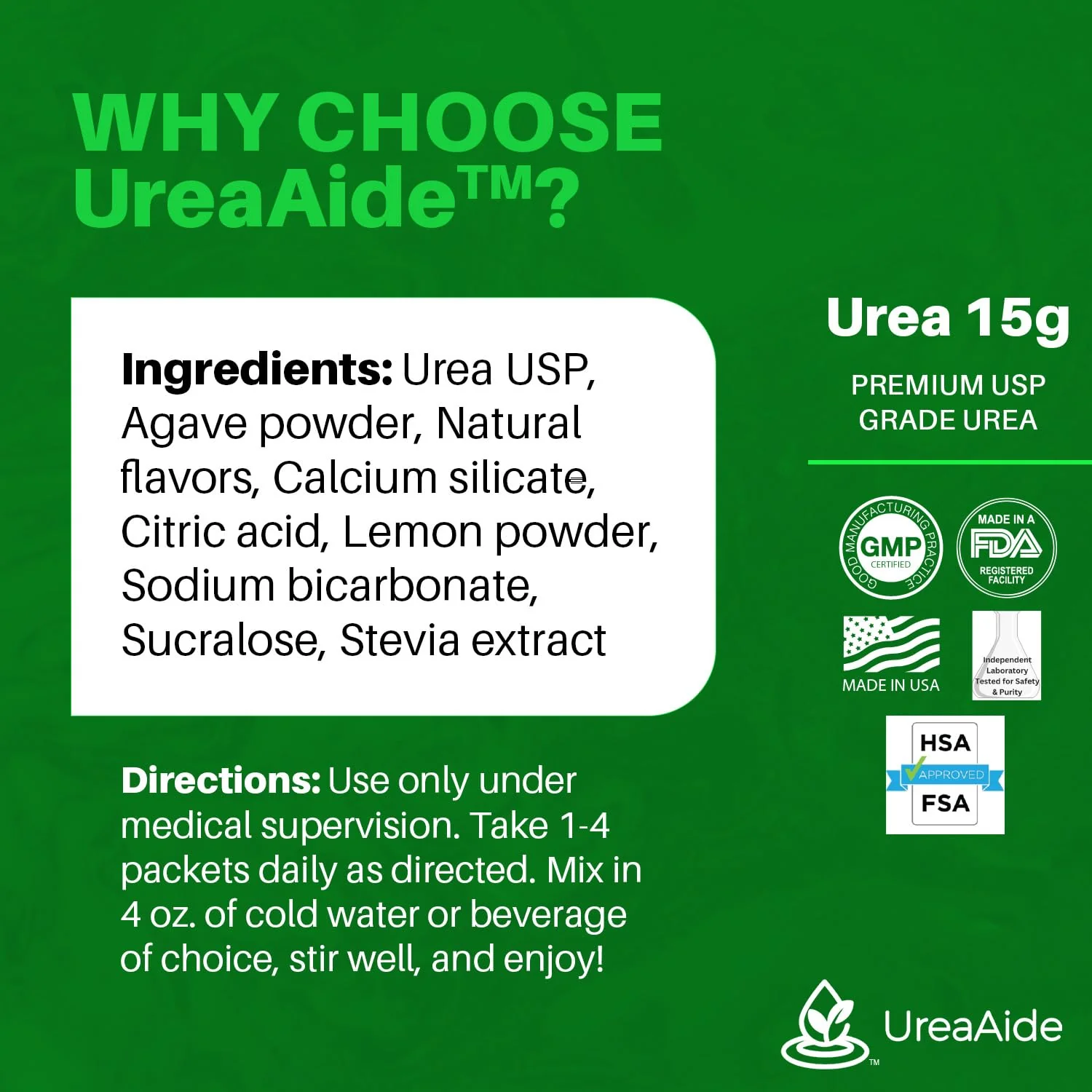 KidneyAide UreaAide Urea Powder Sparkling Natural Orange Flavor for Low Sodium 60 Packs Urea Powder for Hyponatremia, SIADH, Nephrologist Invented 100% Medical Grade Urea 15 gram Urea Per Packet - Image 5