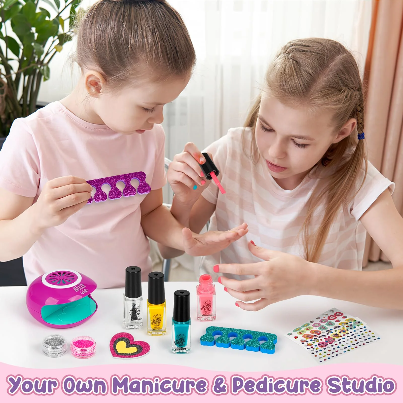Kids Foot Spa & Nail Kit - Kids Spa Day Kit for Girls with Mask Foot Bath and Nail Dryer - Manicures Pedicure Toy Kit Nail Art Salon Girl Stuff - Christmas Birthday Gifts for 6 7 8 9 10-12 Year Old - Image 4