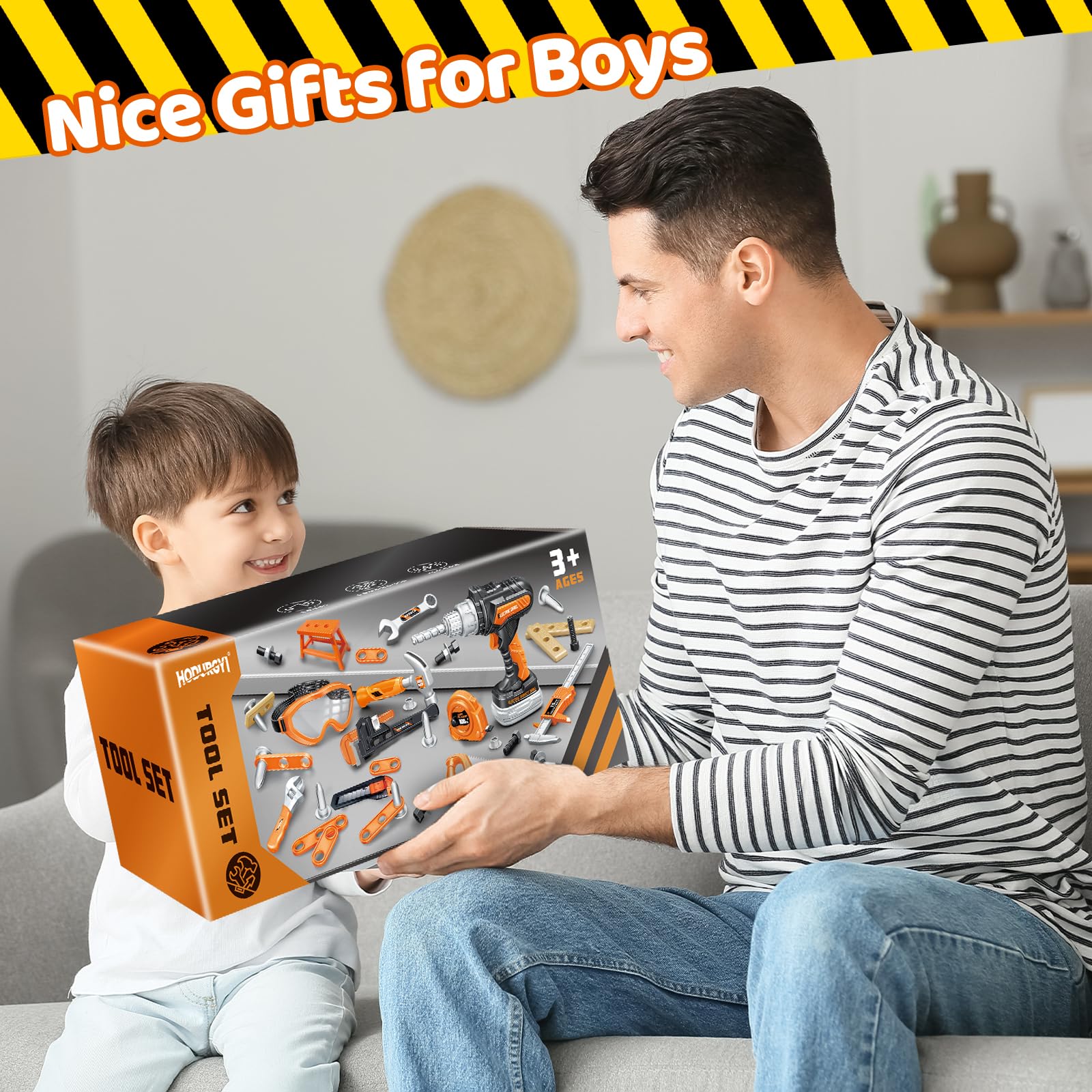 Kids Tool Set 46 PCS, Christmas Birthday Gifts for Kids Ages 3,4,5,6,7,8, Toddler Tool Set with Portable Tool Box & Electronic Toy Drill, Construction Toys Tools for Toddlers, Tool Kits for Boys Girls - Image 2