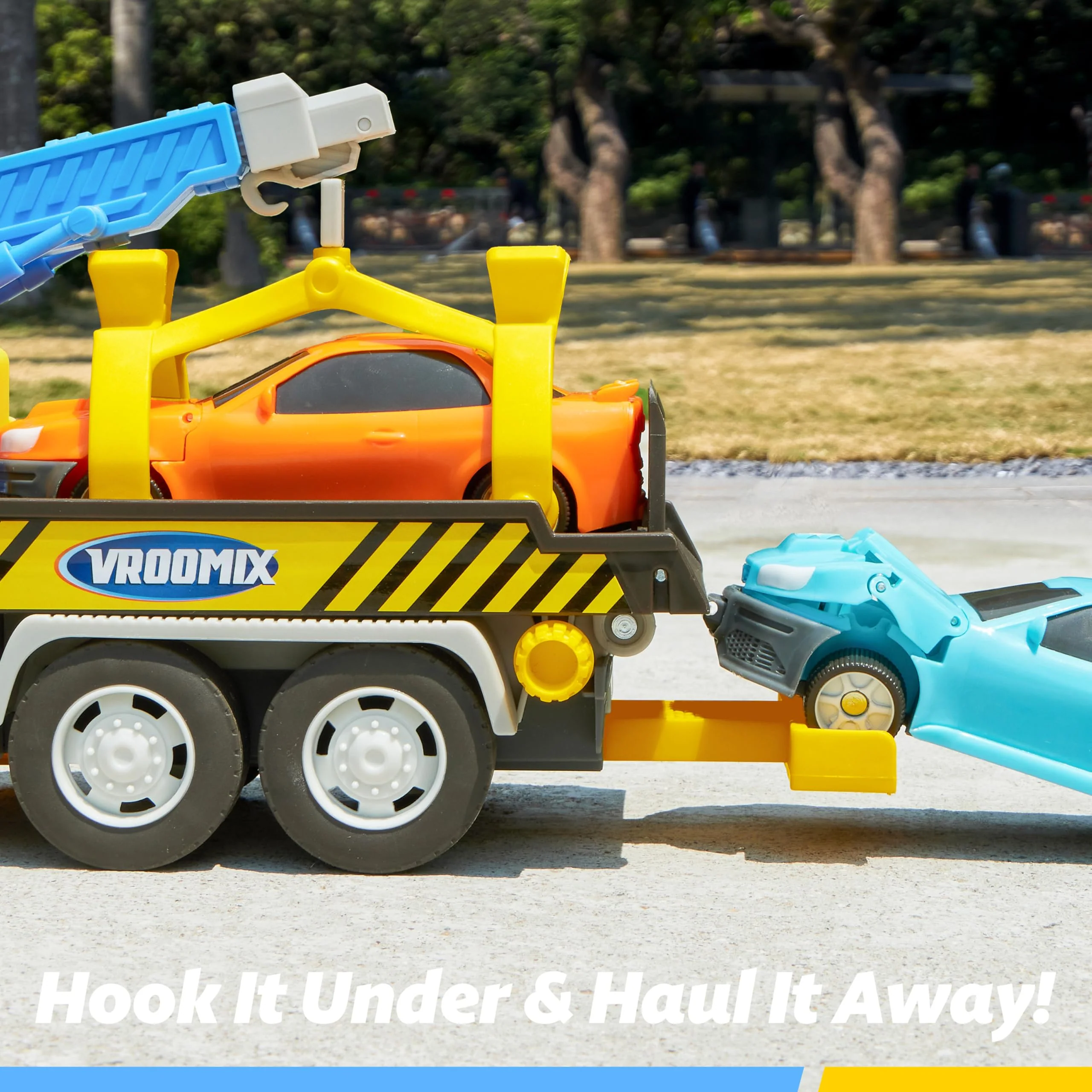 Kids Tow Truck Toys for 3 4 5 6 7 Years Old Boys, Toddler Car Toys, Large Truck with 2 Transformation Cars and Multi-Functional Trailer, Crane with Lights and Sounds, Christmas Birthday Gifts - Image 3