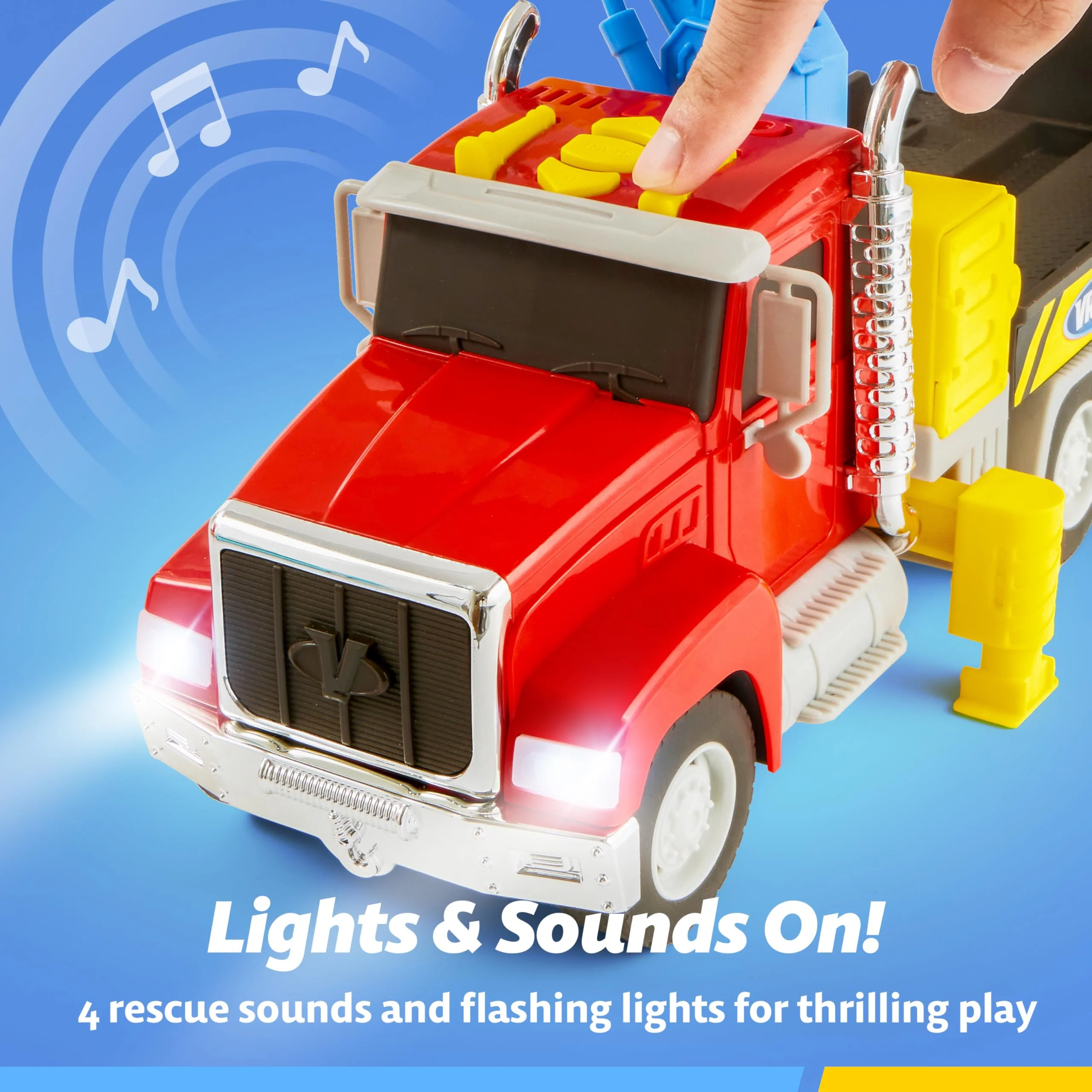 Kids Tow Truck Toys for 3 4 5 6 7 Years Old Boys, Toddler Car Toys, Large Truck with 2 Transformation Cars and Multi-Functional Trailer, Crane with Lights and Sounds, Christmas Birthday Gifts - Image 5
