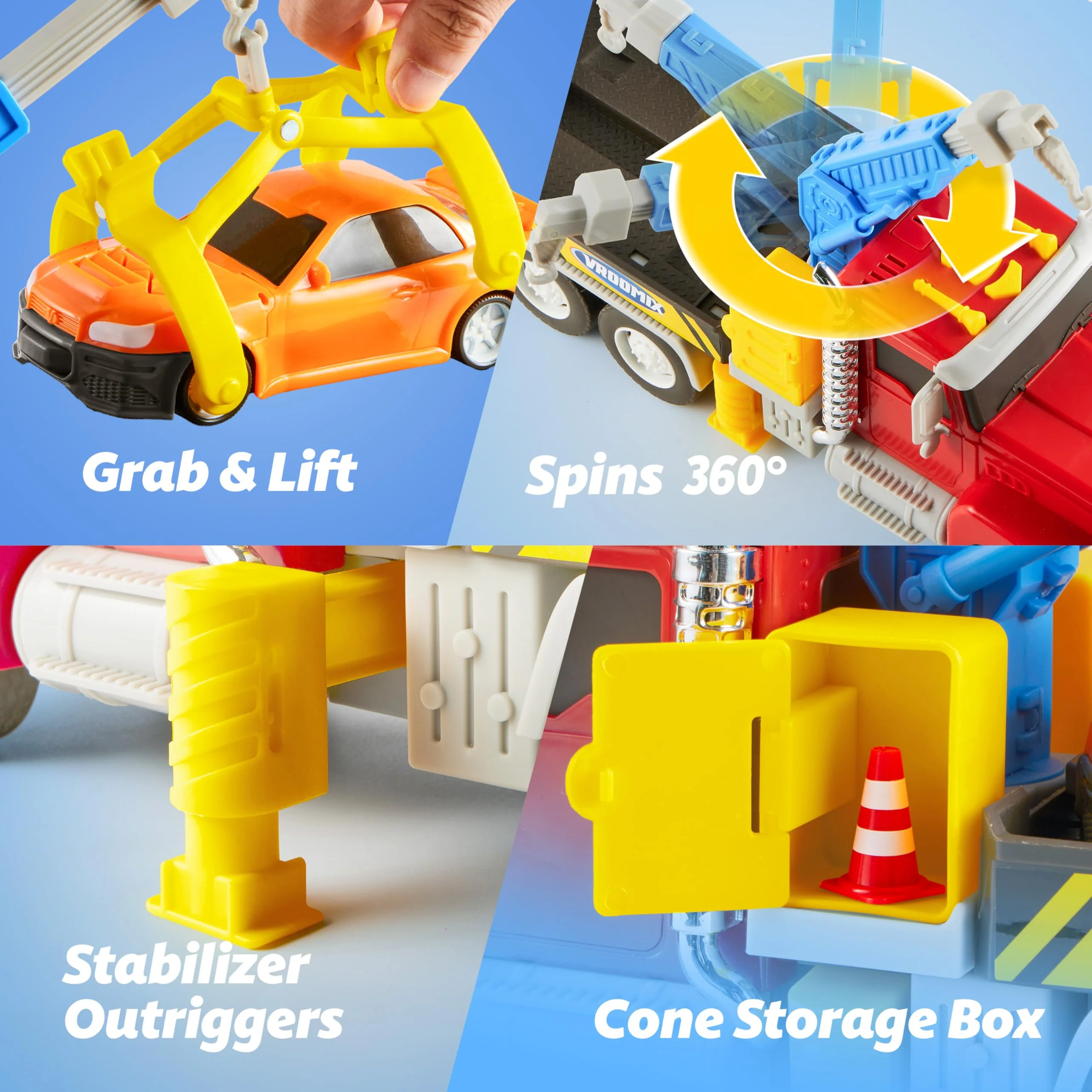 Kids Tow Truck Toys for 3 4 5 6 7 Years Old Boys, Toddler Car Toys, Large Truck with 2 Transformation Cars and Multi-Functional Trailer, Crane with Lights and Sounds, Christmas Birthday Gifts - Image 8
