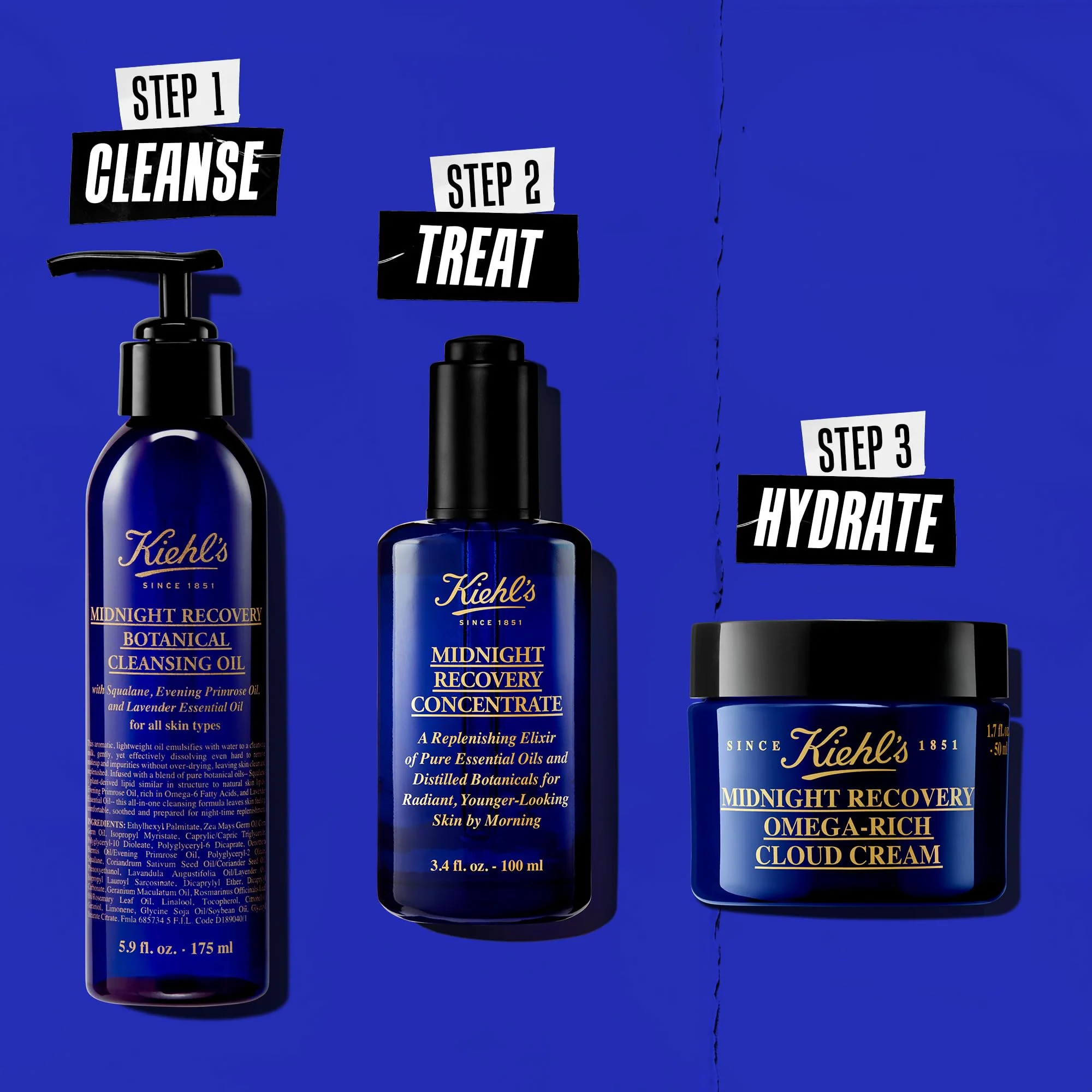 Kiehl's Midnight Recovery Concentrate Moisturizing Face Oil, Lightweight Facial Serum, Restores Skin Radiance Overnight, Reduces Fine Lines, Refines Skin Texture, 99.4% Naturally Derived - 3.4 fl oz - Image 3