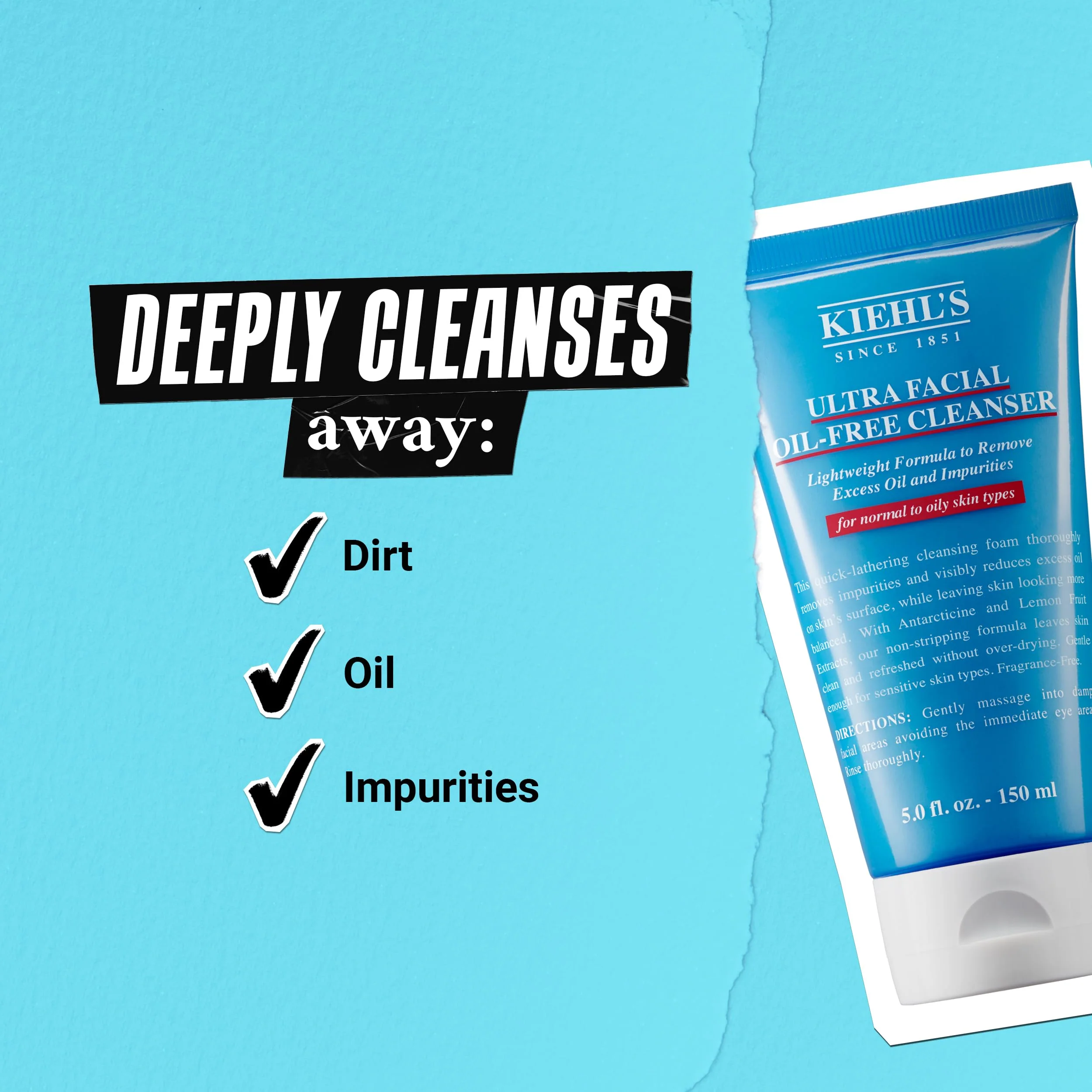 Kiehl's Ultra Facial Oil-Free Cleanser, Foaming Face Wash for Oily to Normal Skin, Visibly Reduces Excess Oil, with Desert Plant and Lemon Fruit Extracts, Paraben-free, Fragrance-free - 5.0 fl oz - Image 3