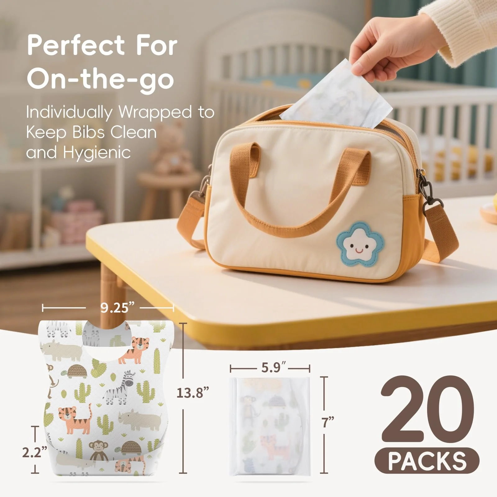 KIIS Disposable Baby Bibs for Baby Boys and Girls - Individually Packaged - Hygienic, Soft and Leakproof (20 PCS / 60 PCS) - Image 8